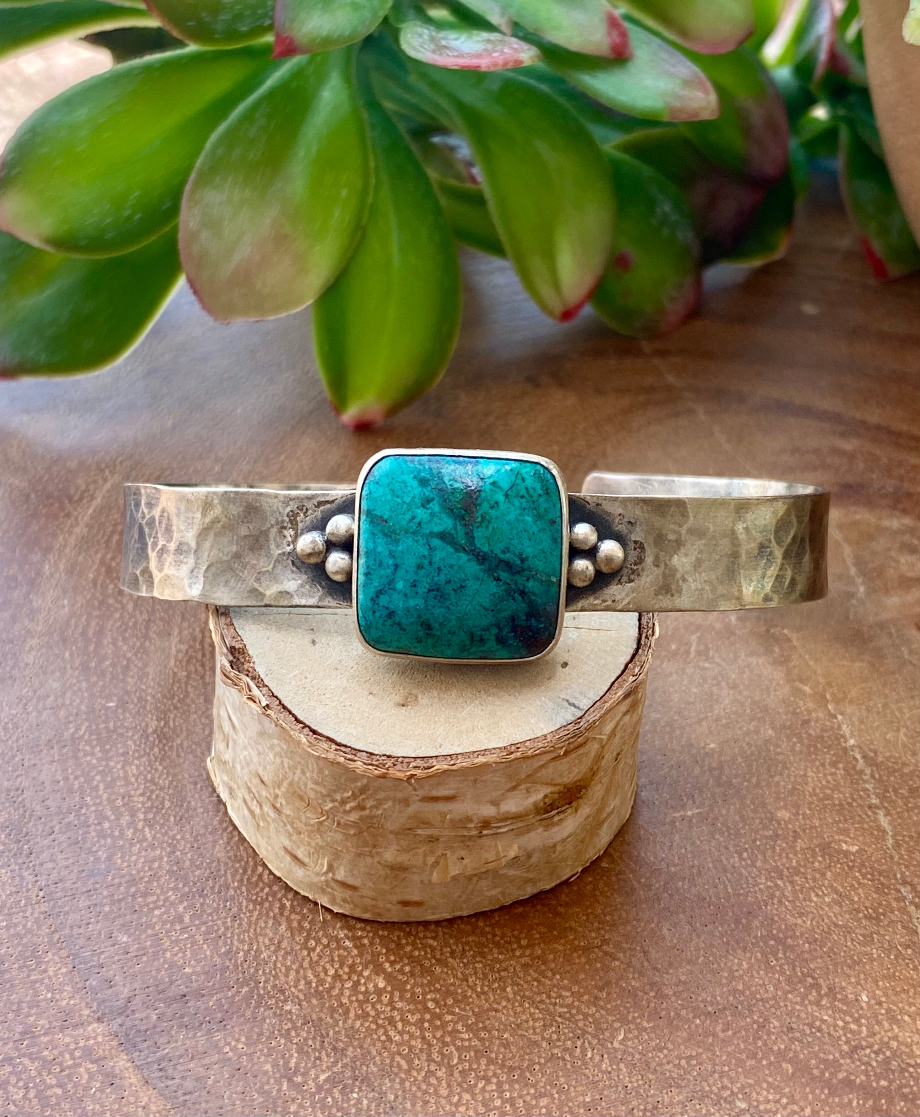 Vintage Navajo Made Turquoise & Sterling Silver Cuff Bracelet