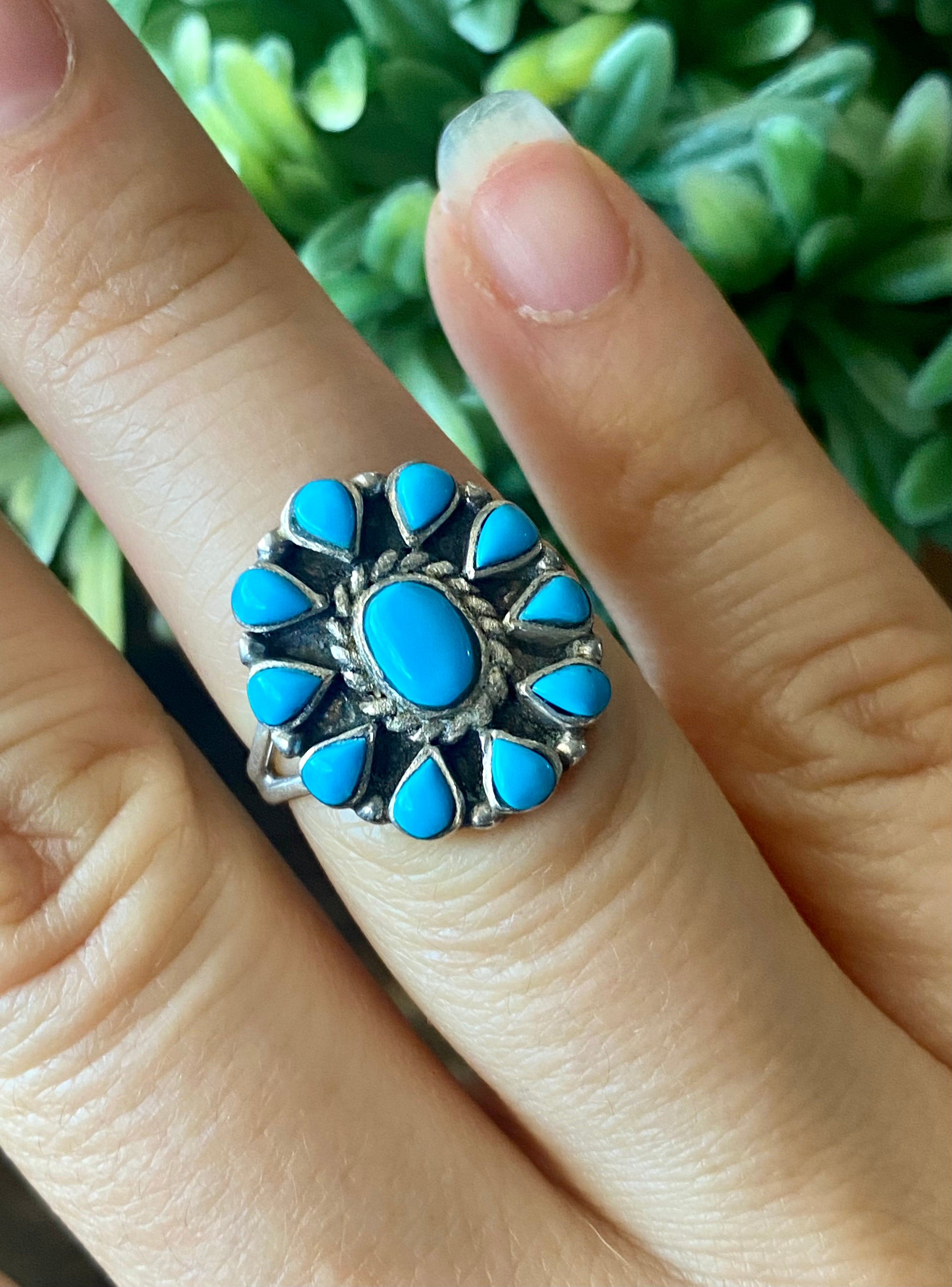 Southwest Handmade Sleeping Beauty Turquoise & Sterling Silver Ring Size 7