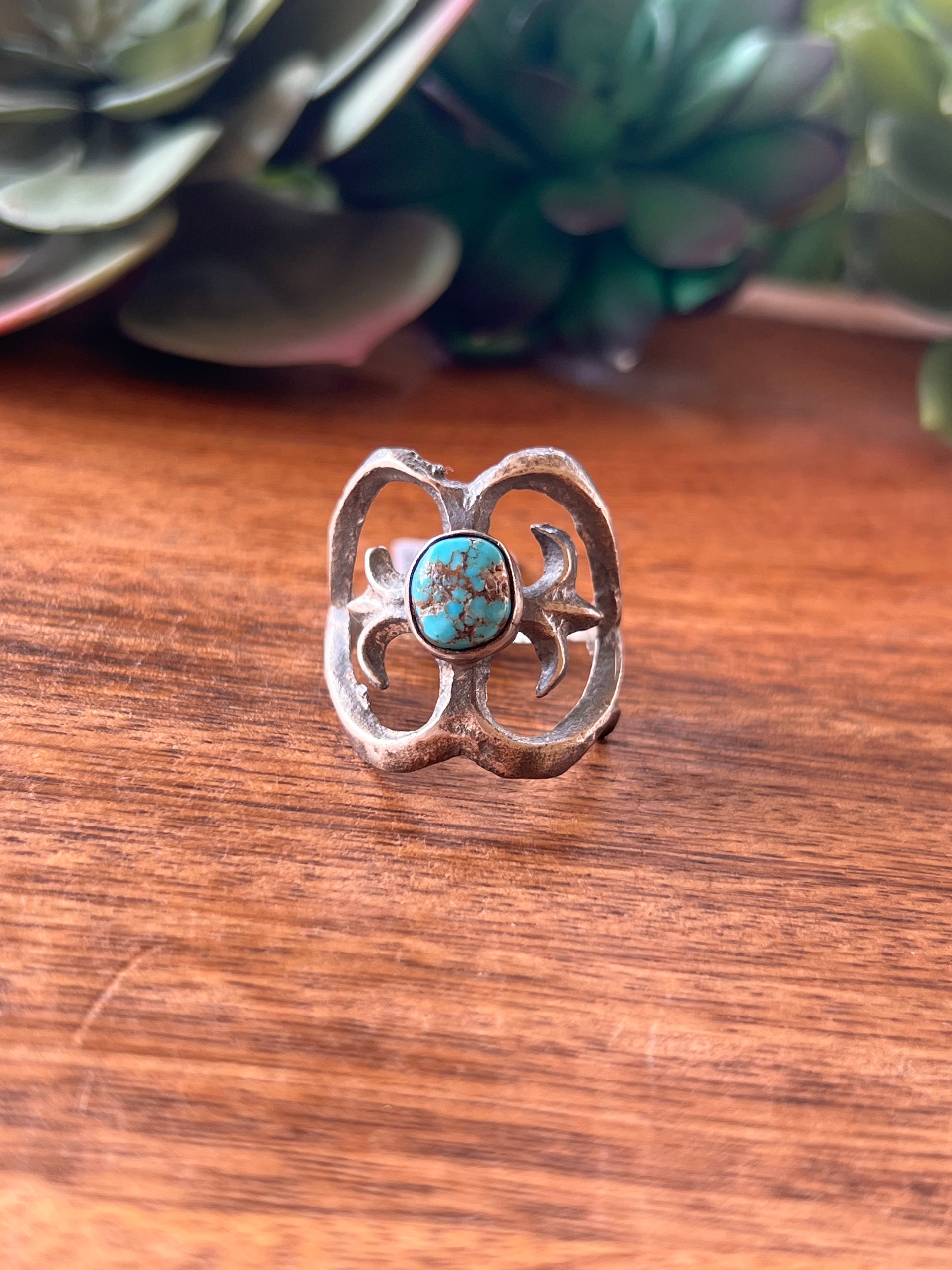 Tonya Yazzie Kingman Turquoise & Sterling Silver Ring Size 11
