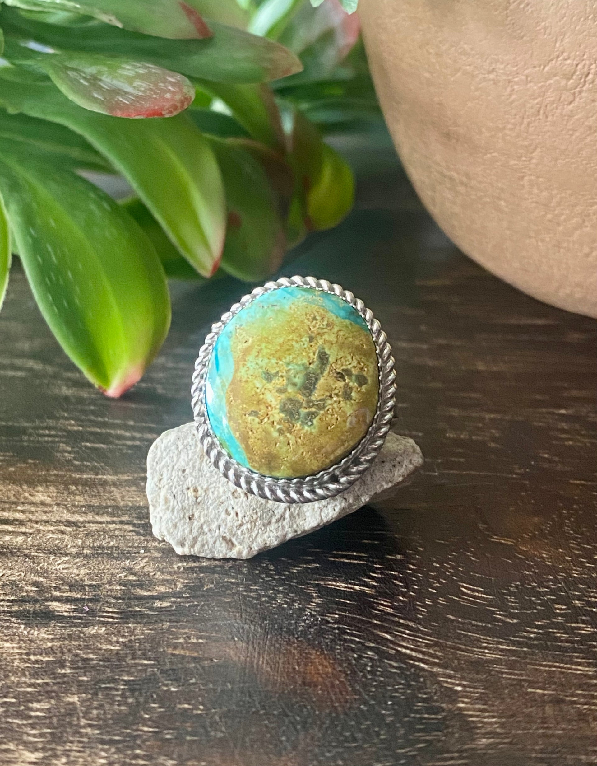 Reda Galvan Sonoran Mountain Turquoise & Sterling Silver Ring Size 9.5