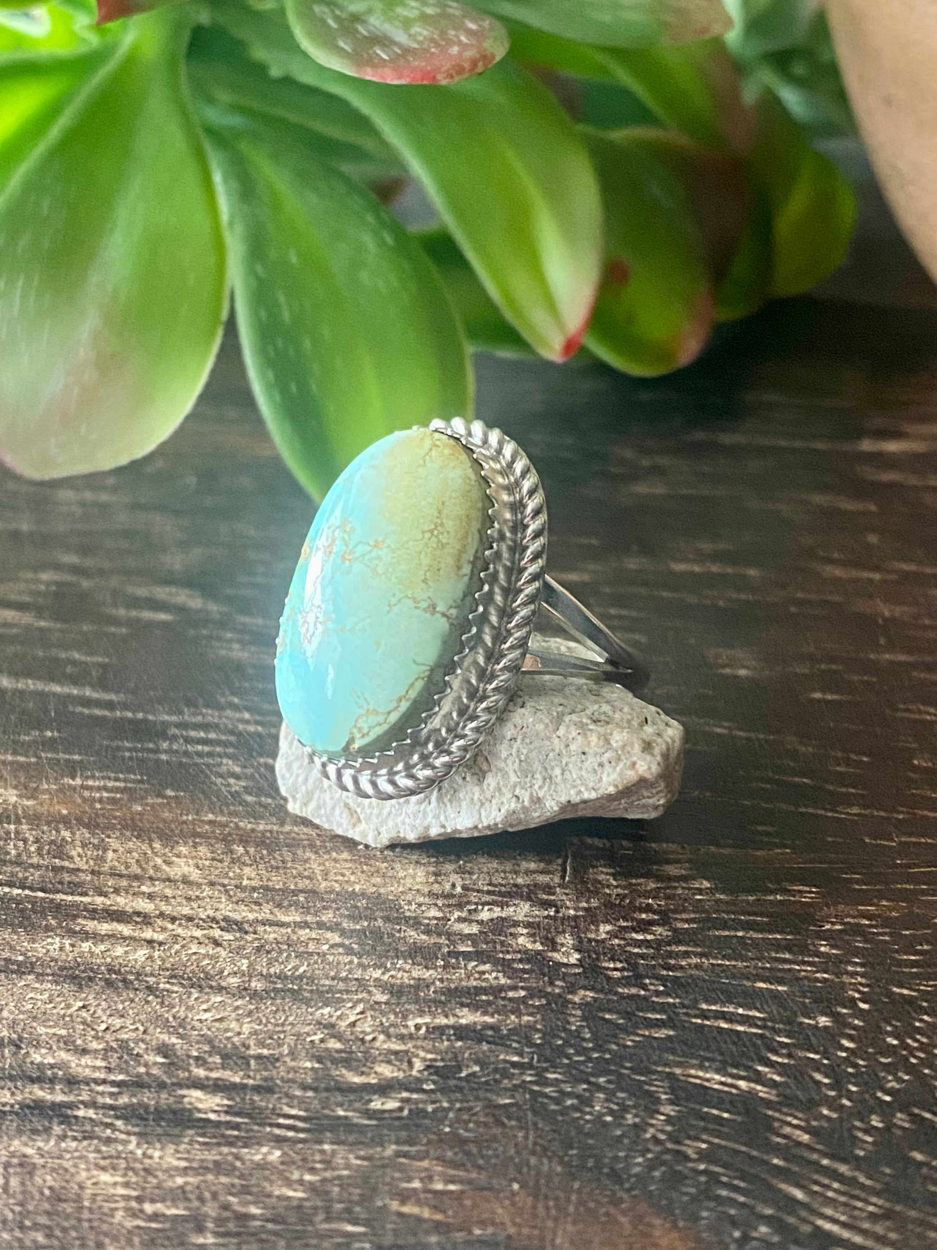 Reda Galvan Sonoran Mountain Turquoise & Sterling Silver Ring Size 8.75