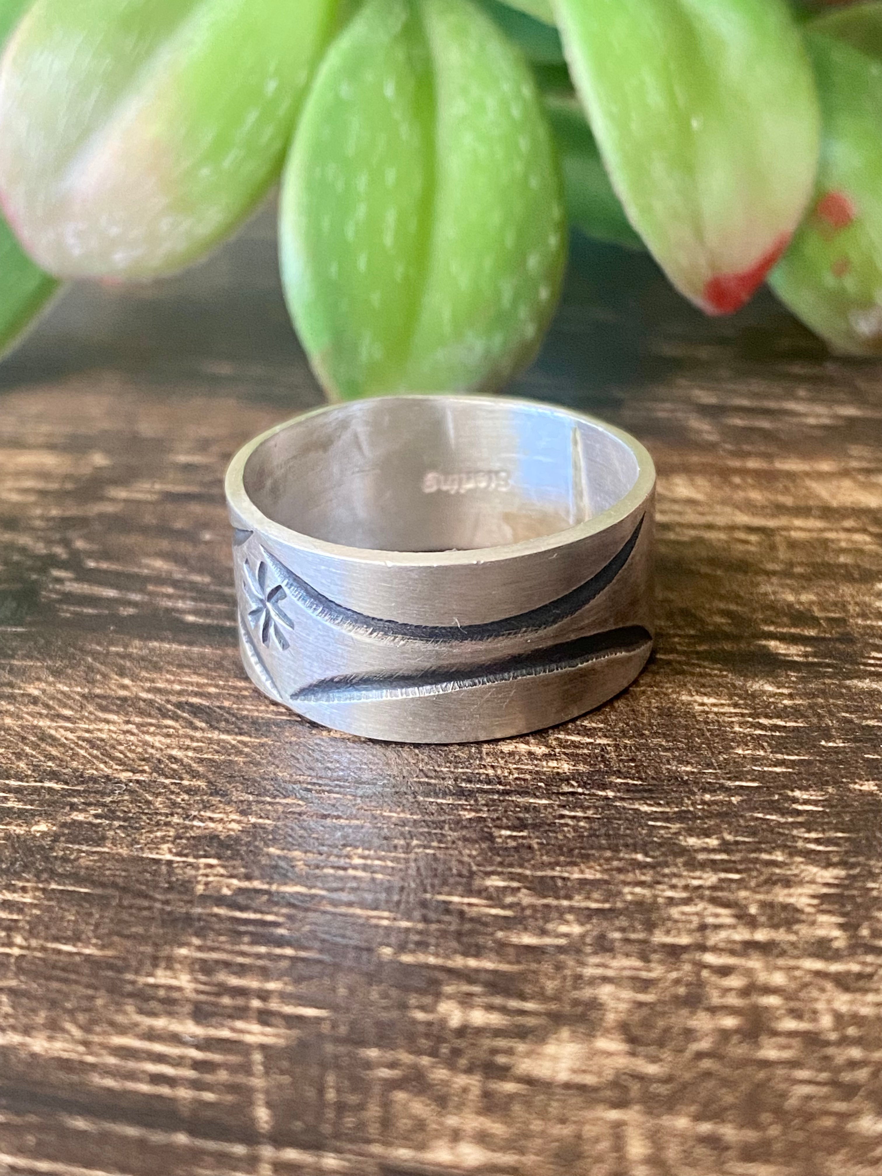 Navajo Made Sterling Silver Band Ring Size 10.5