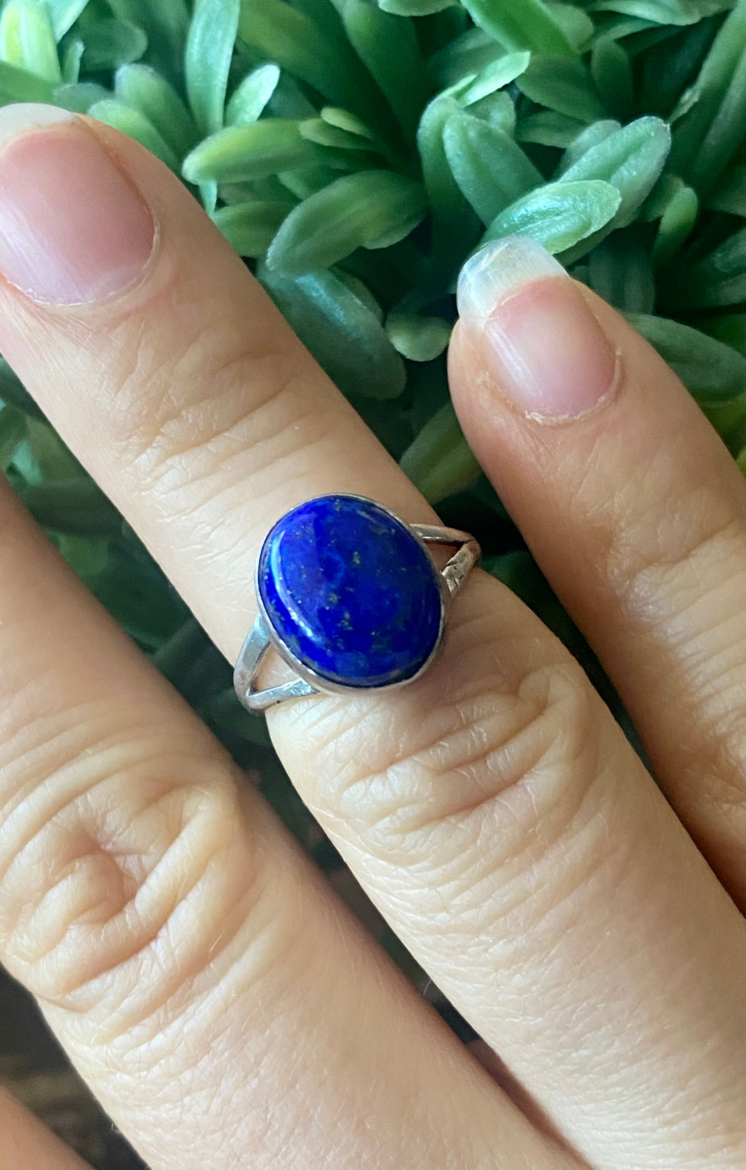 Navajo Made Lapis & Sterling Silver Ring Size 5.25