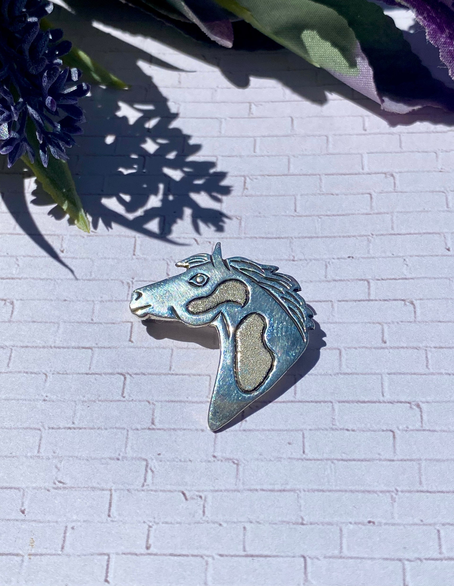Navajo Made Sterling Silver Horse Pin