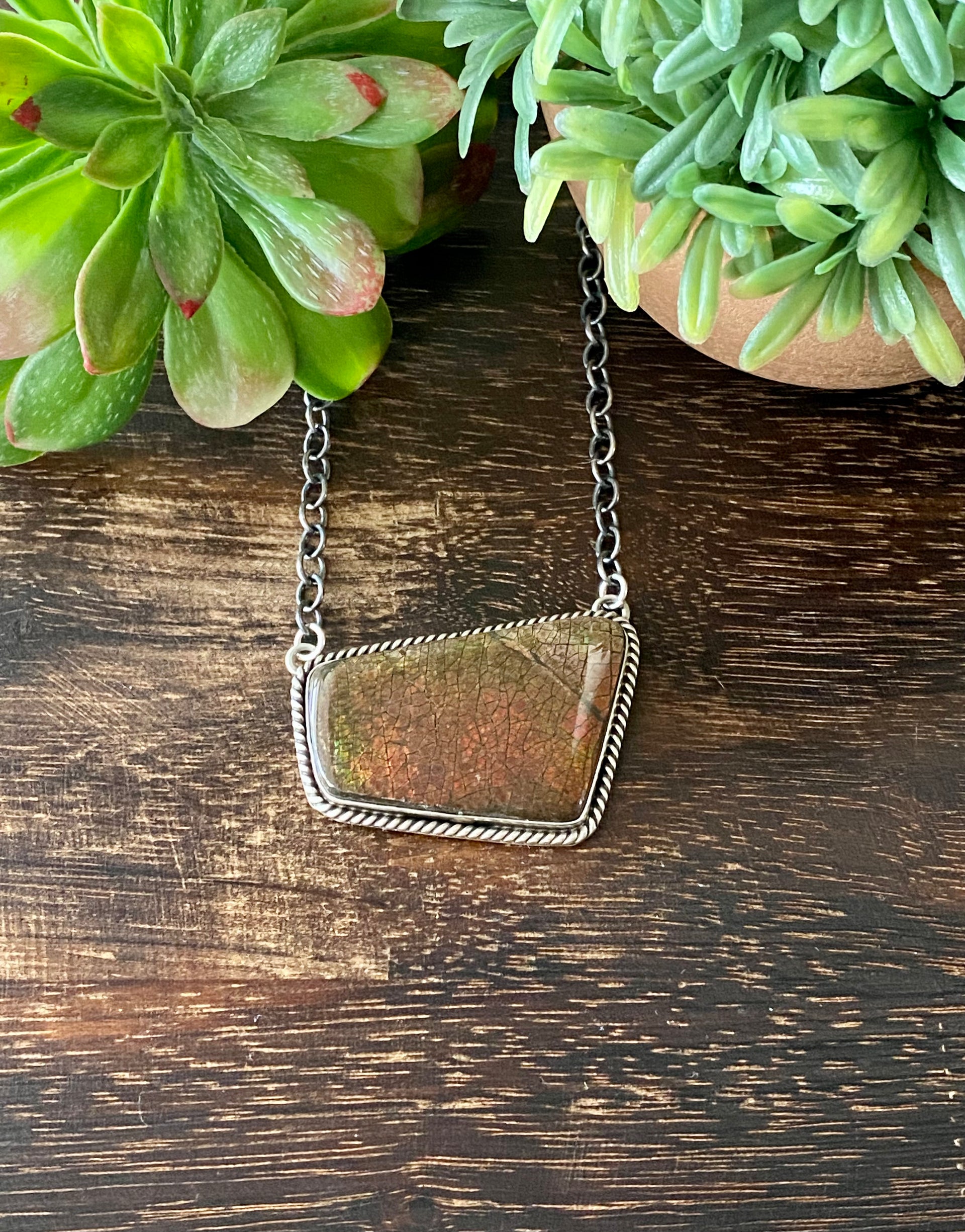 Patrick Yazzie Ammonite & Sterling Silver Necklace