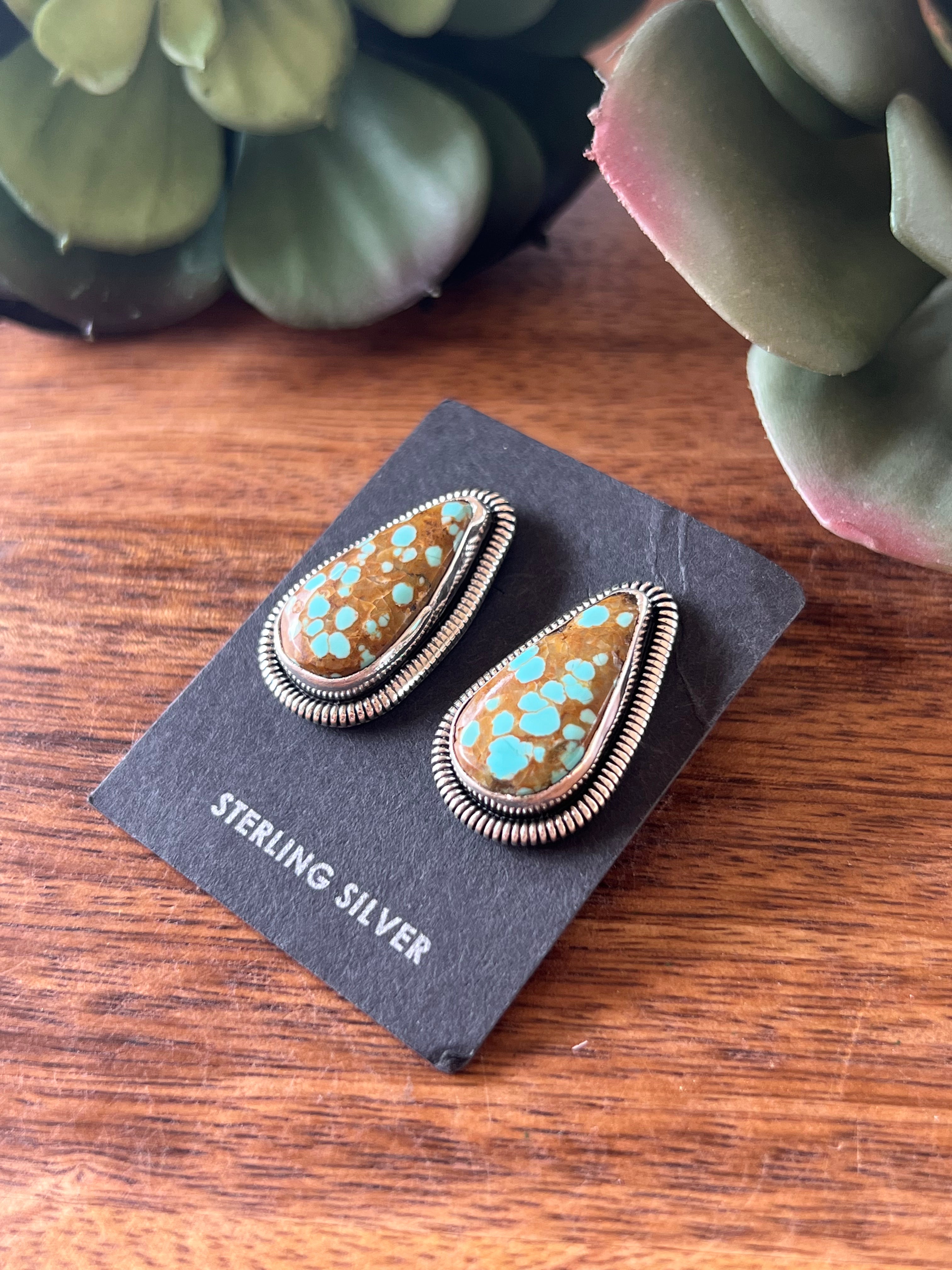 Wydelle Billie #8 Turquoise & Sterling Silver Post Earrings