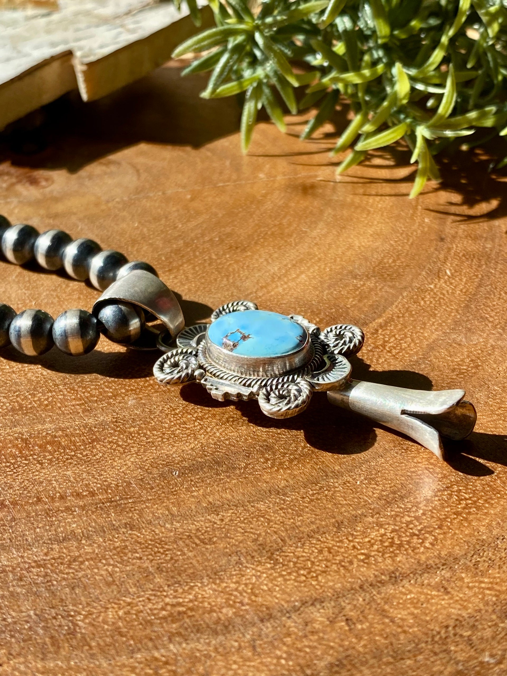 Larry Kaye Golden Hill’s Turquoise & Sterling Silver Blossom Pendant