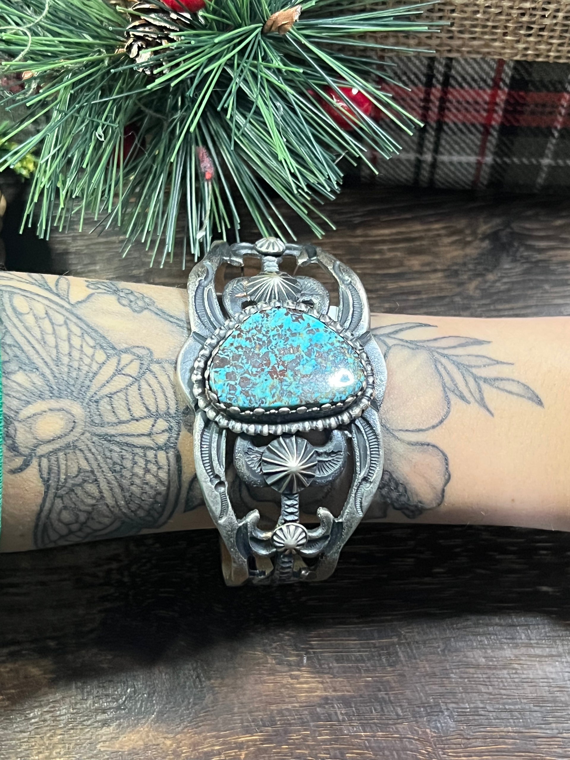 Eva Billah Thunder Mountain Turquoise & Sterling Silver Cuff Bracelet