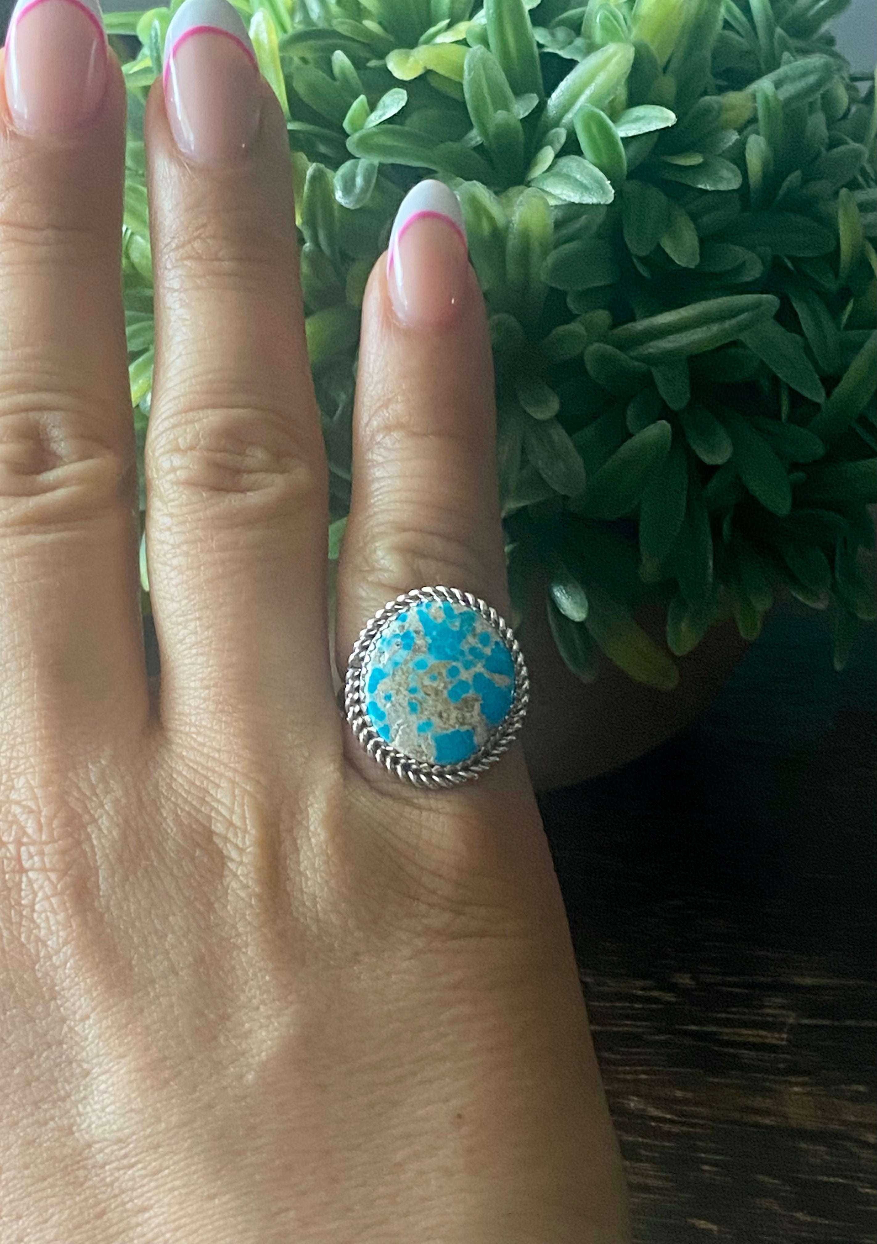 Reda Galvan South Hill Turquoise & Sterling Silver Ring Size 6.75