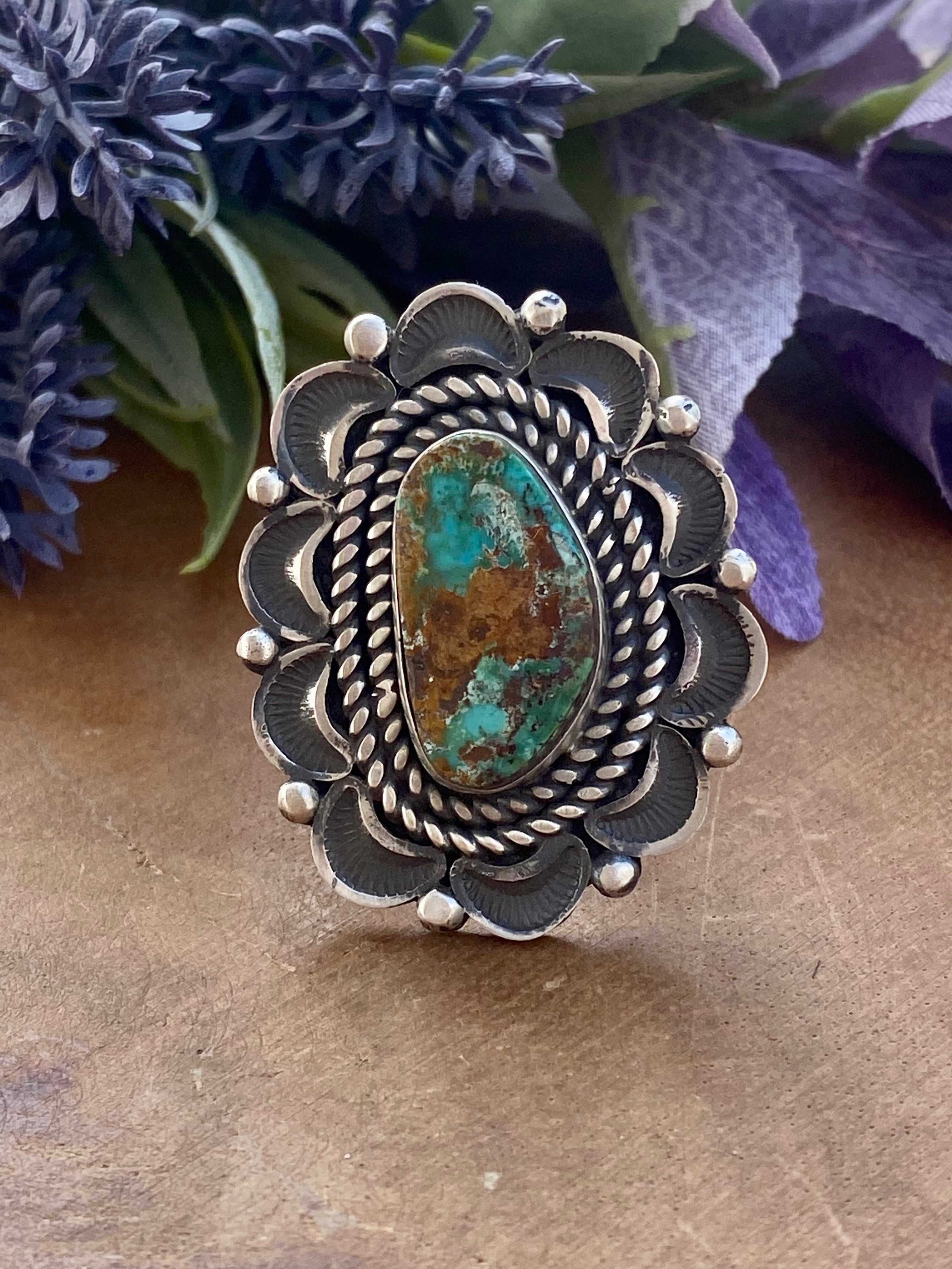 Alex Sanchez Kings Manassa Turquoise & Sterling Silver Ring Size 6.5