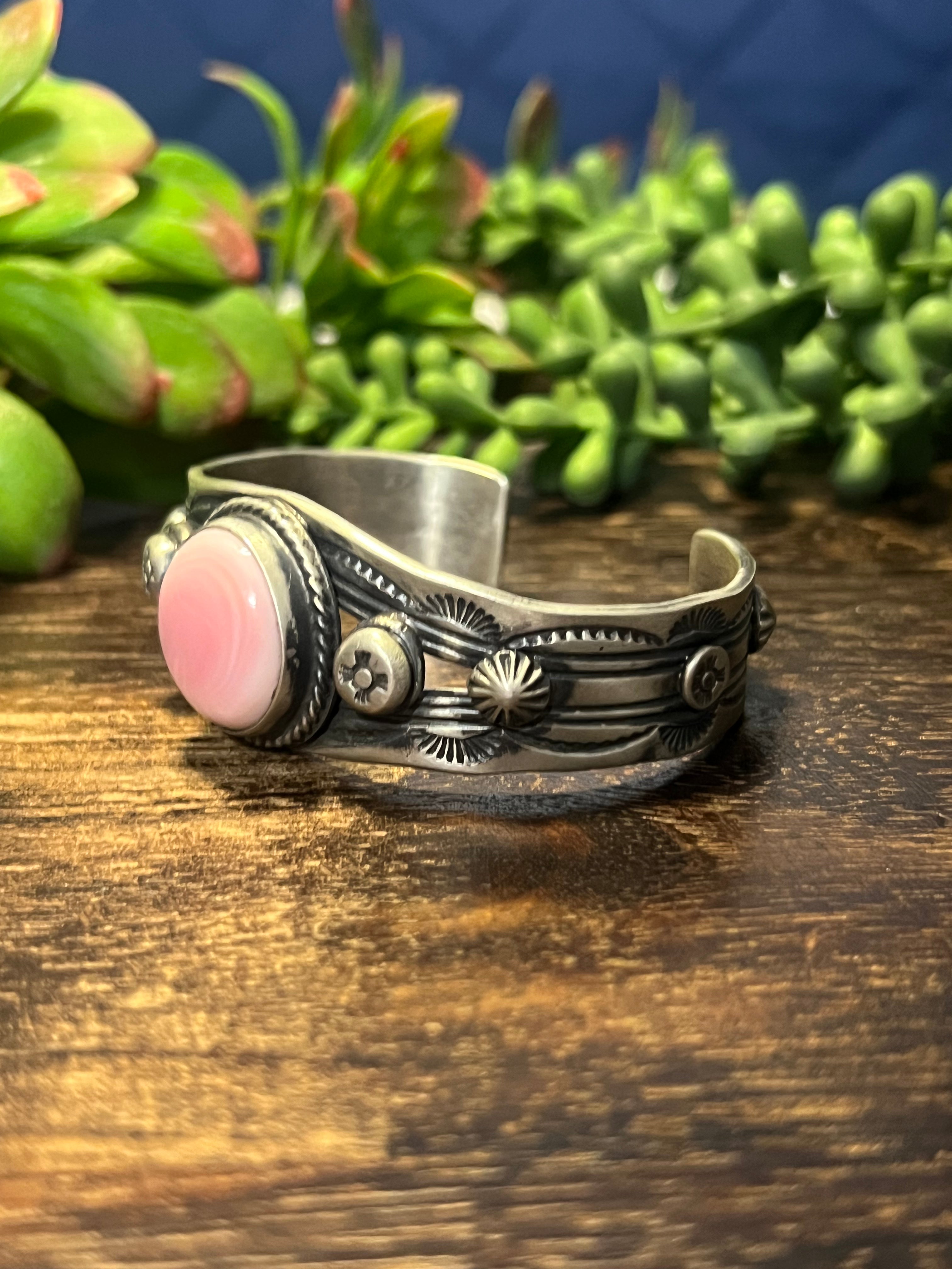 Chimney Butte Pink Conch & Sterling Silver Cuff Bracelet