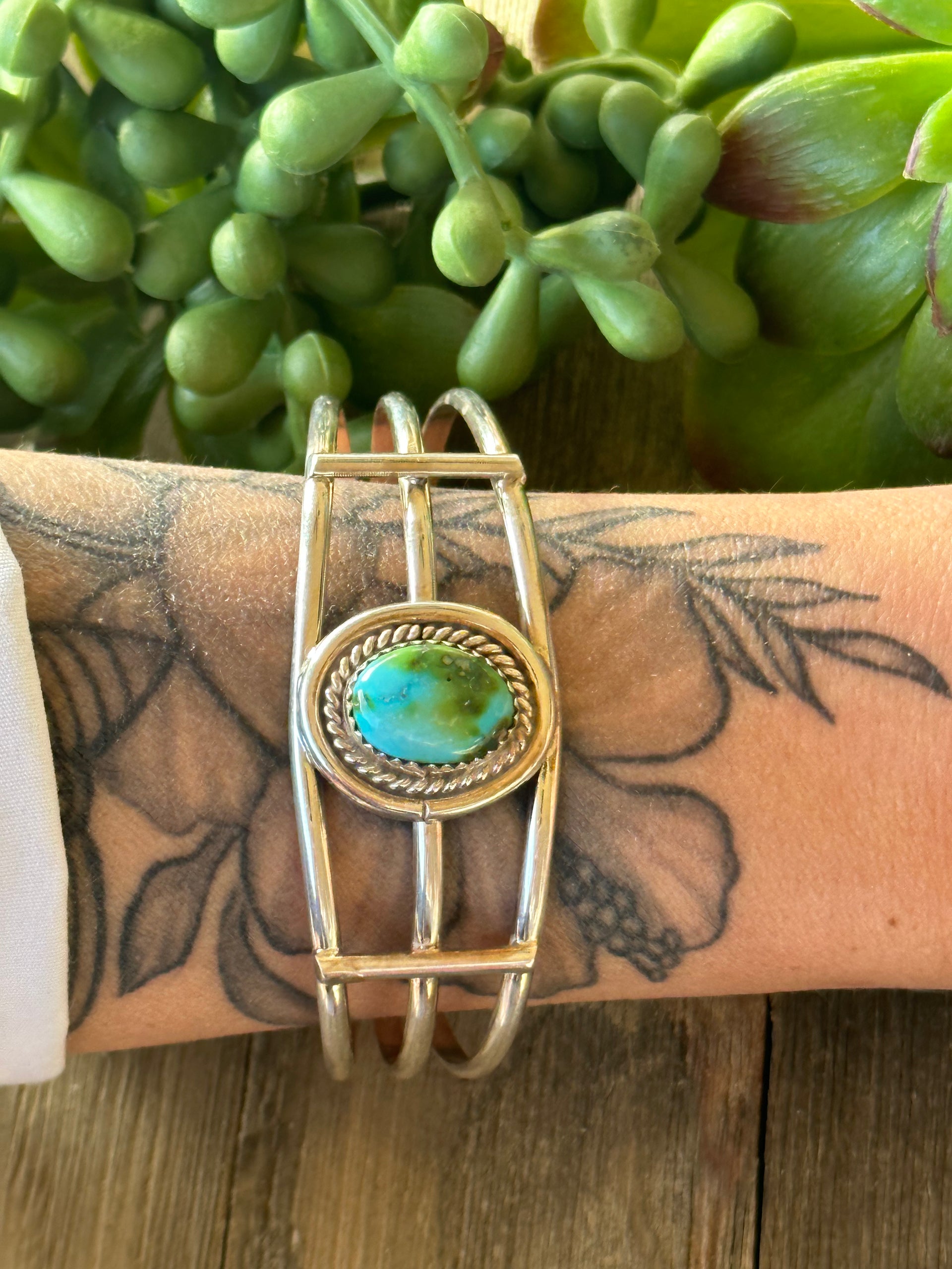 Navajo Made Sonoran Gold & Sterling Silver Cuff Bracelet