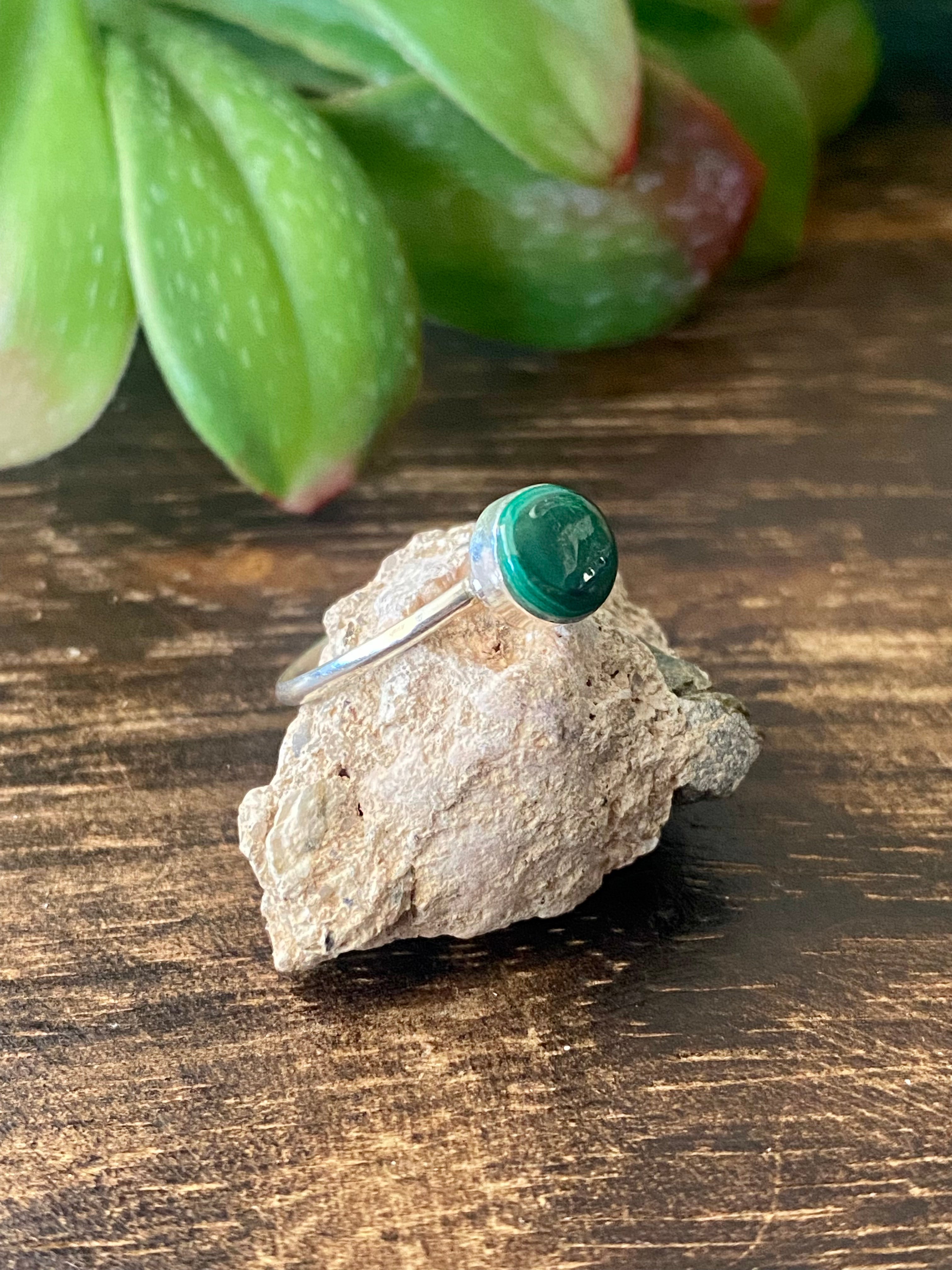 Angie Rosetta Malachite & Sterling Silver Ring Size 7.25