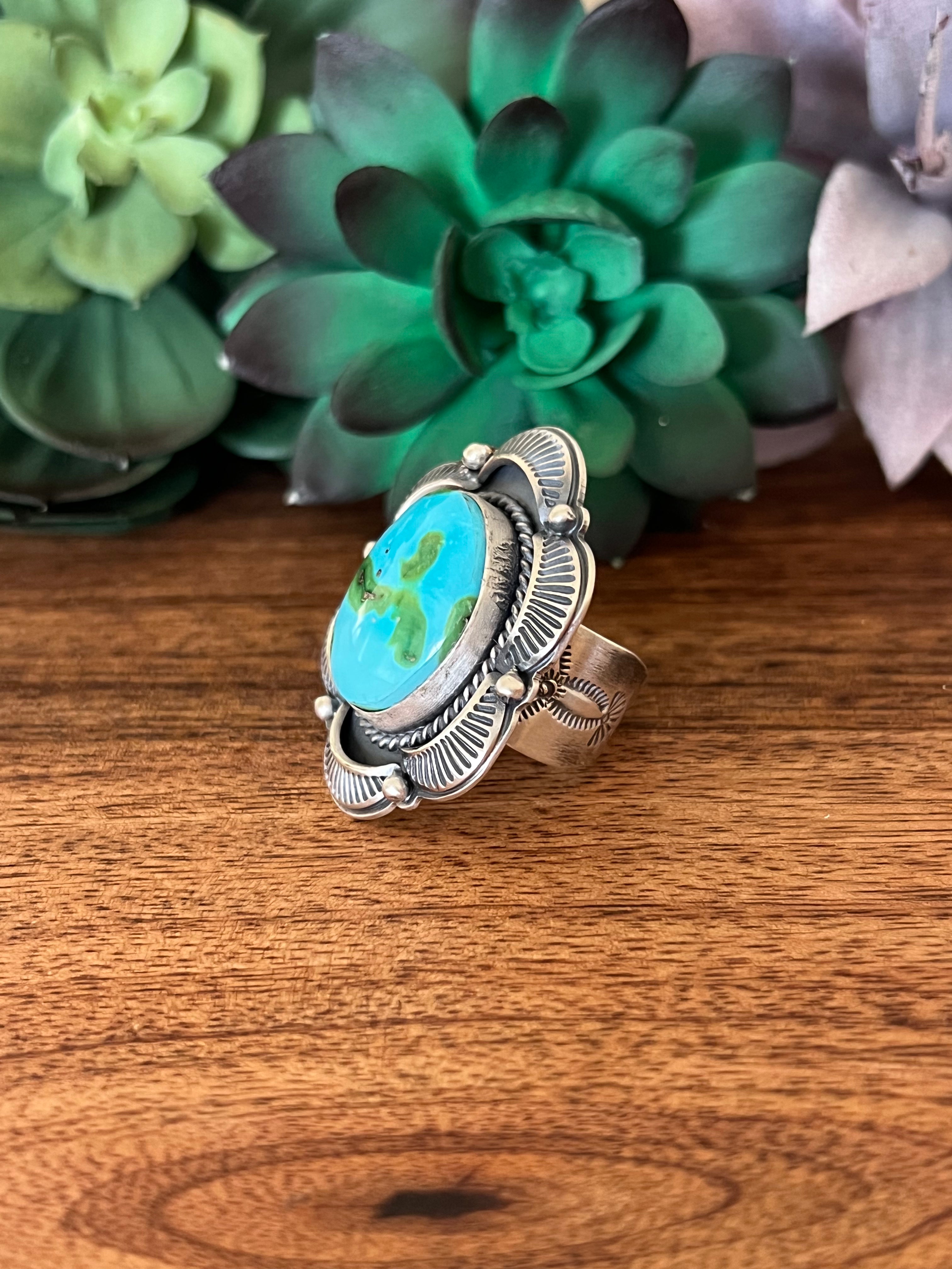 Greg Perry Sonoran Mountain Turquoise & Sterling Silver Ring Size 9