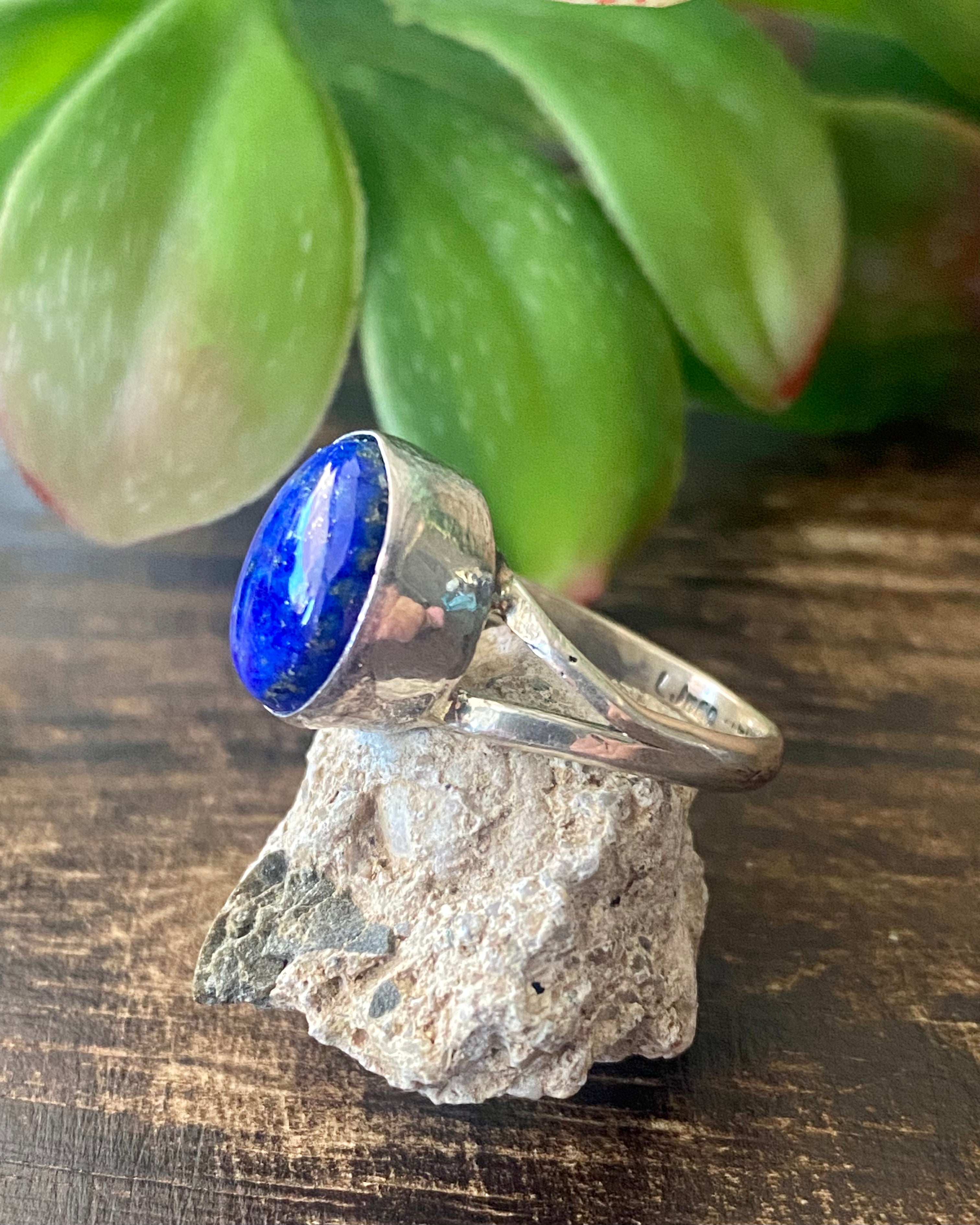 Navajo Made Lapis & Sterling Silver Ring Size 5.5