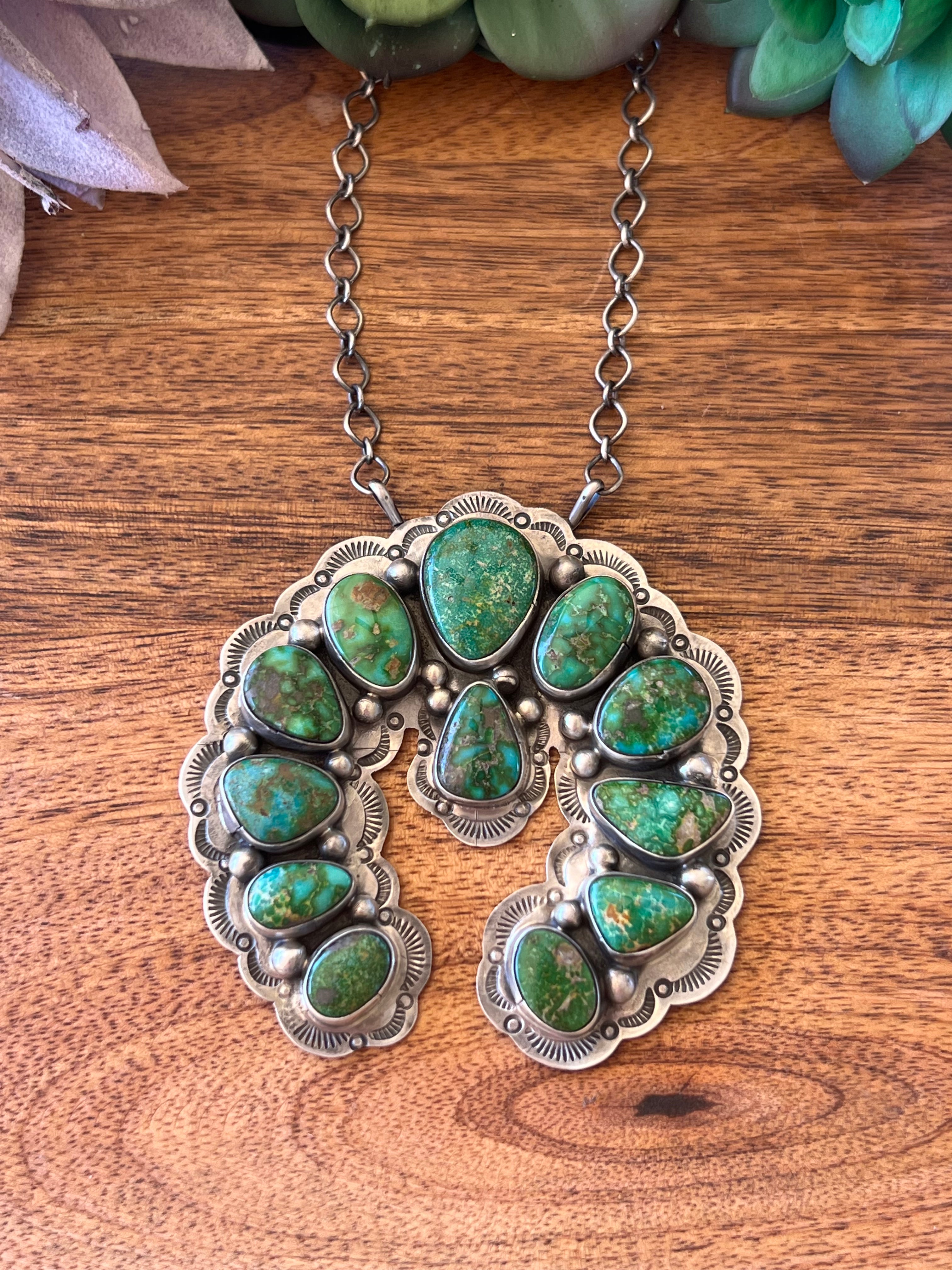 Bobby Johnson Sonoran Gold Turquoise & Sterling Silver Naja Necklace