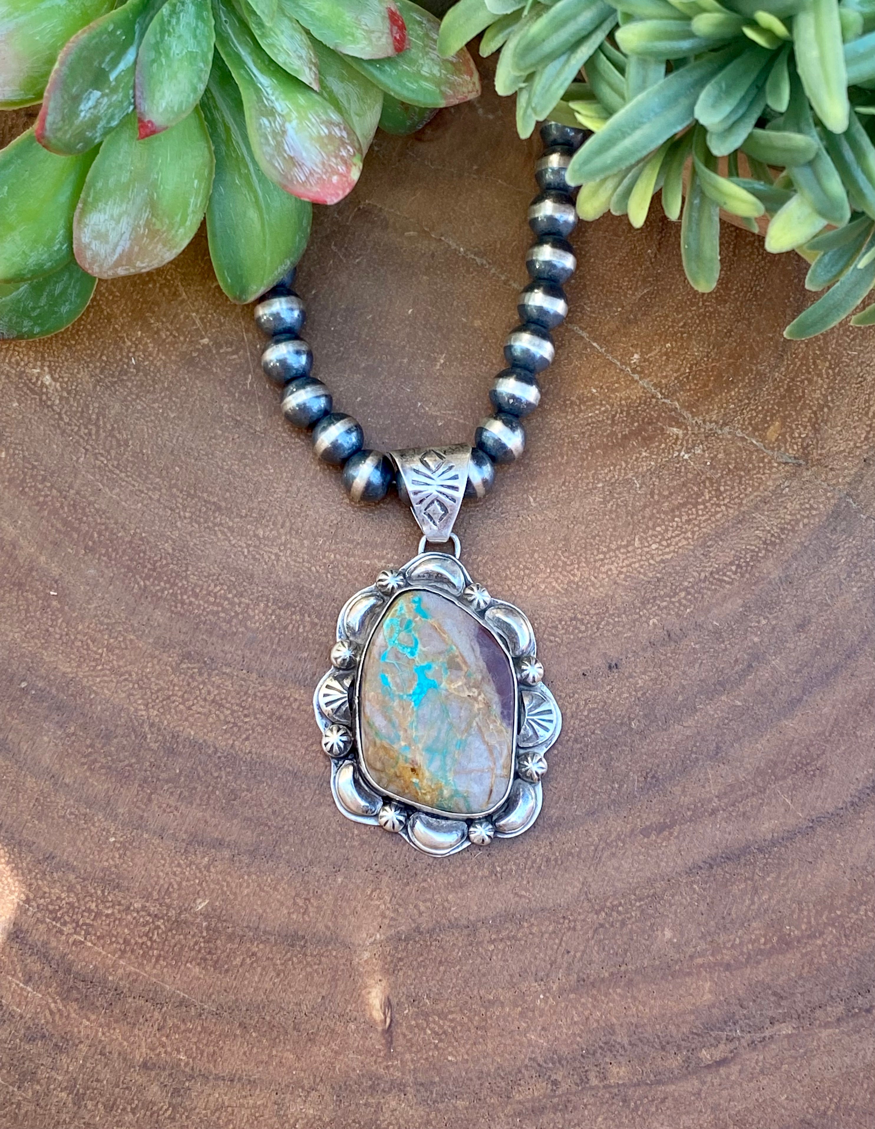 Alice Johnson Boulder Turquoise & Sterling Silver Pendant