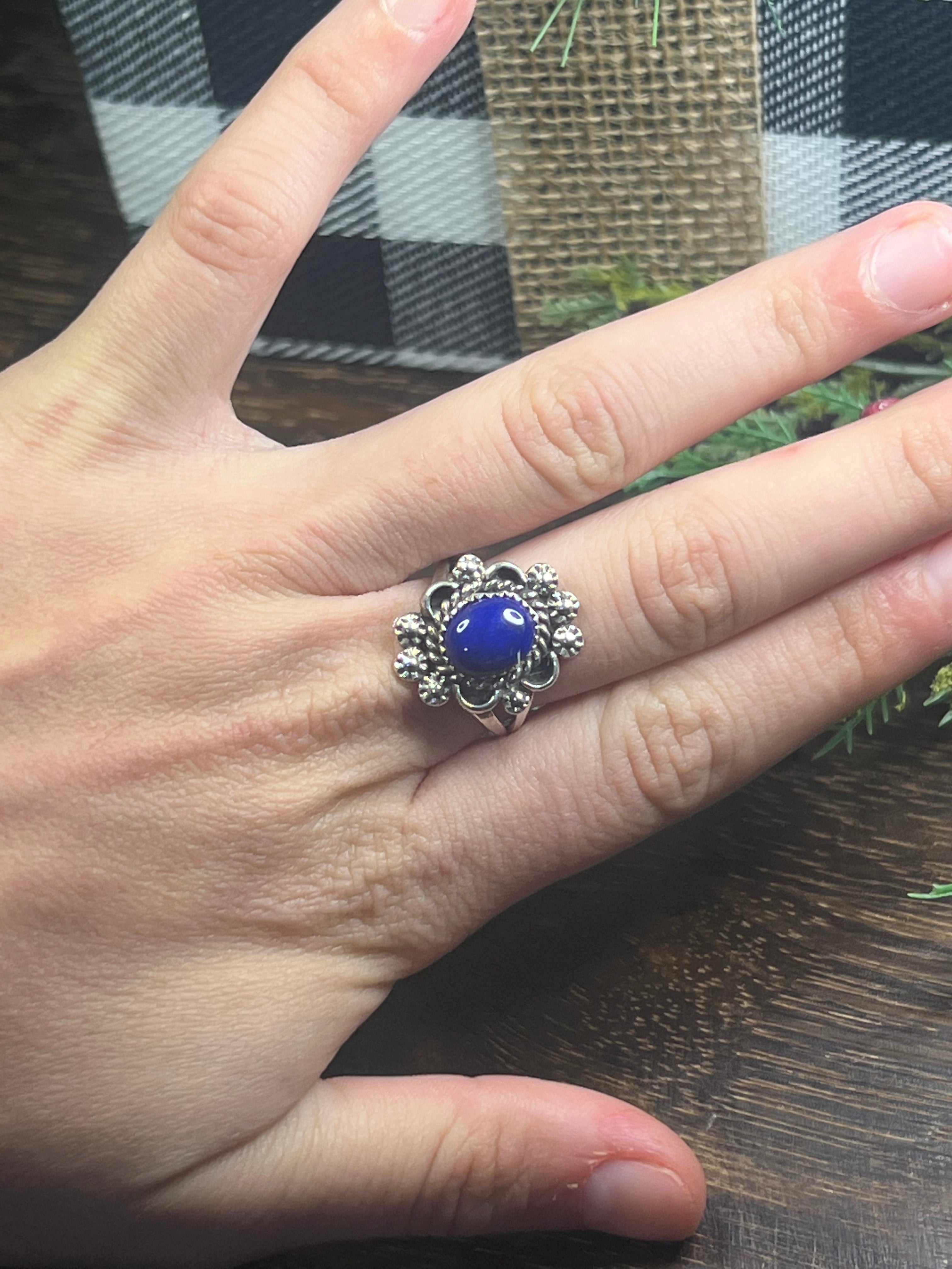 Freda Martinez Lapis & Sterling Silver Ring Size 8