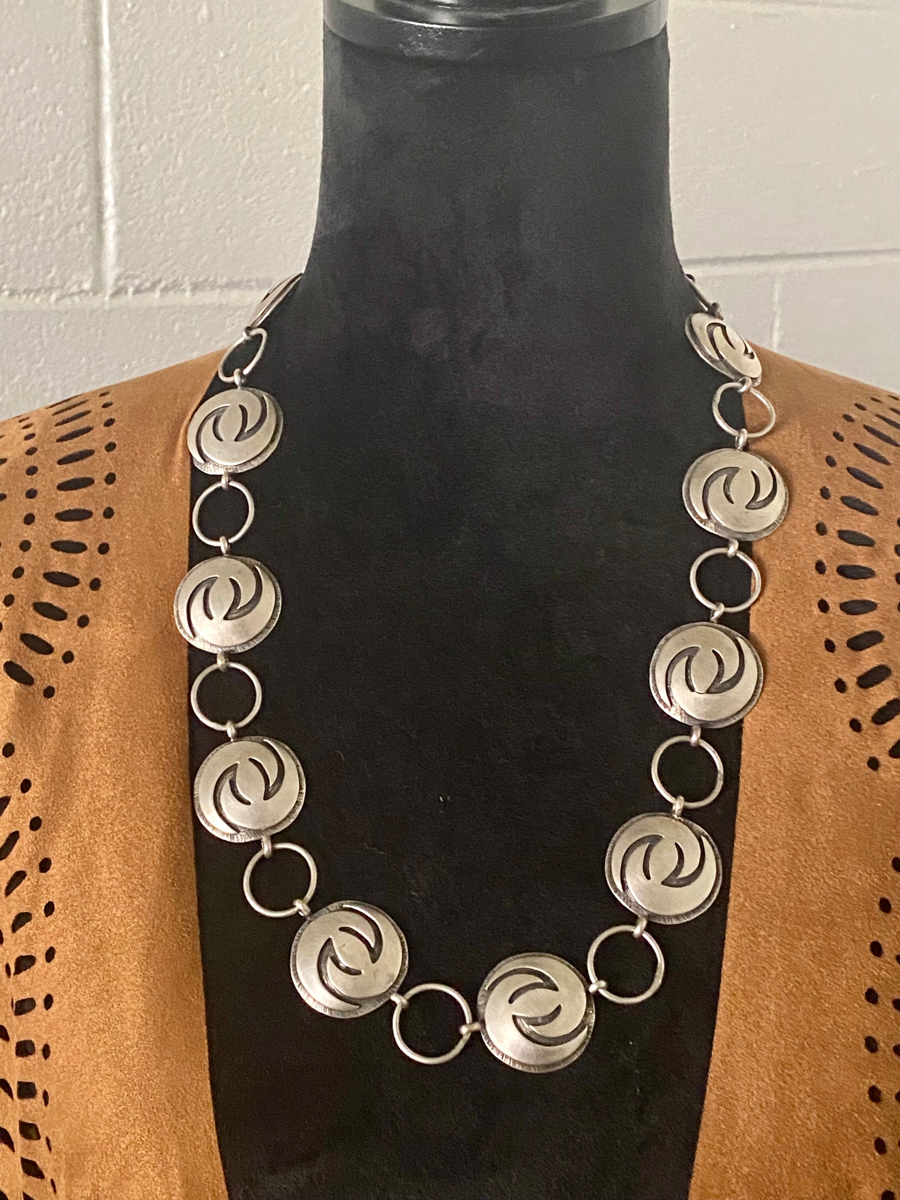 Navajo Strung Sterling Silver Cast Necklace