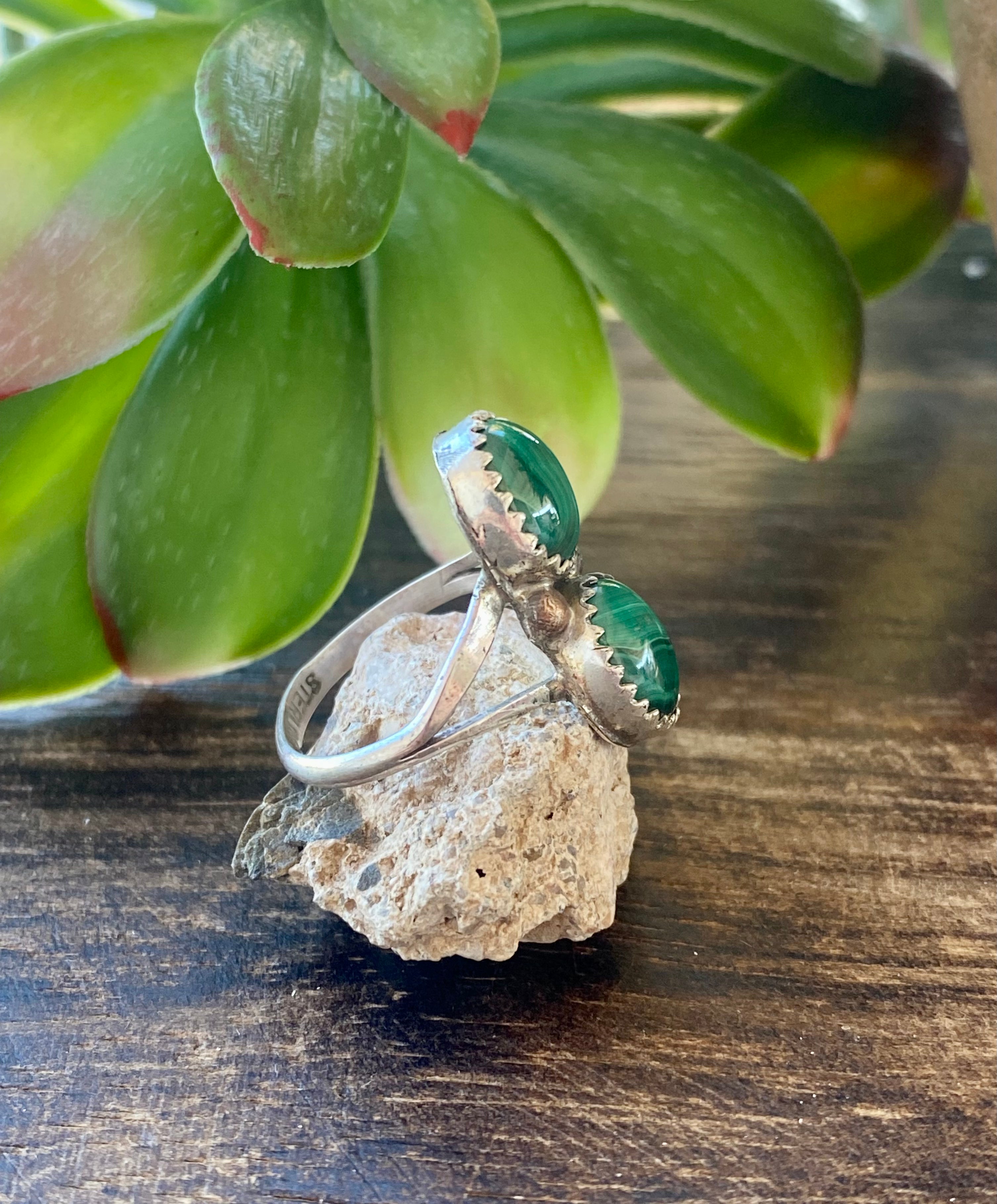 Linda Yazzie Malachite & Sterling Silver Ring