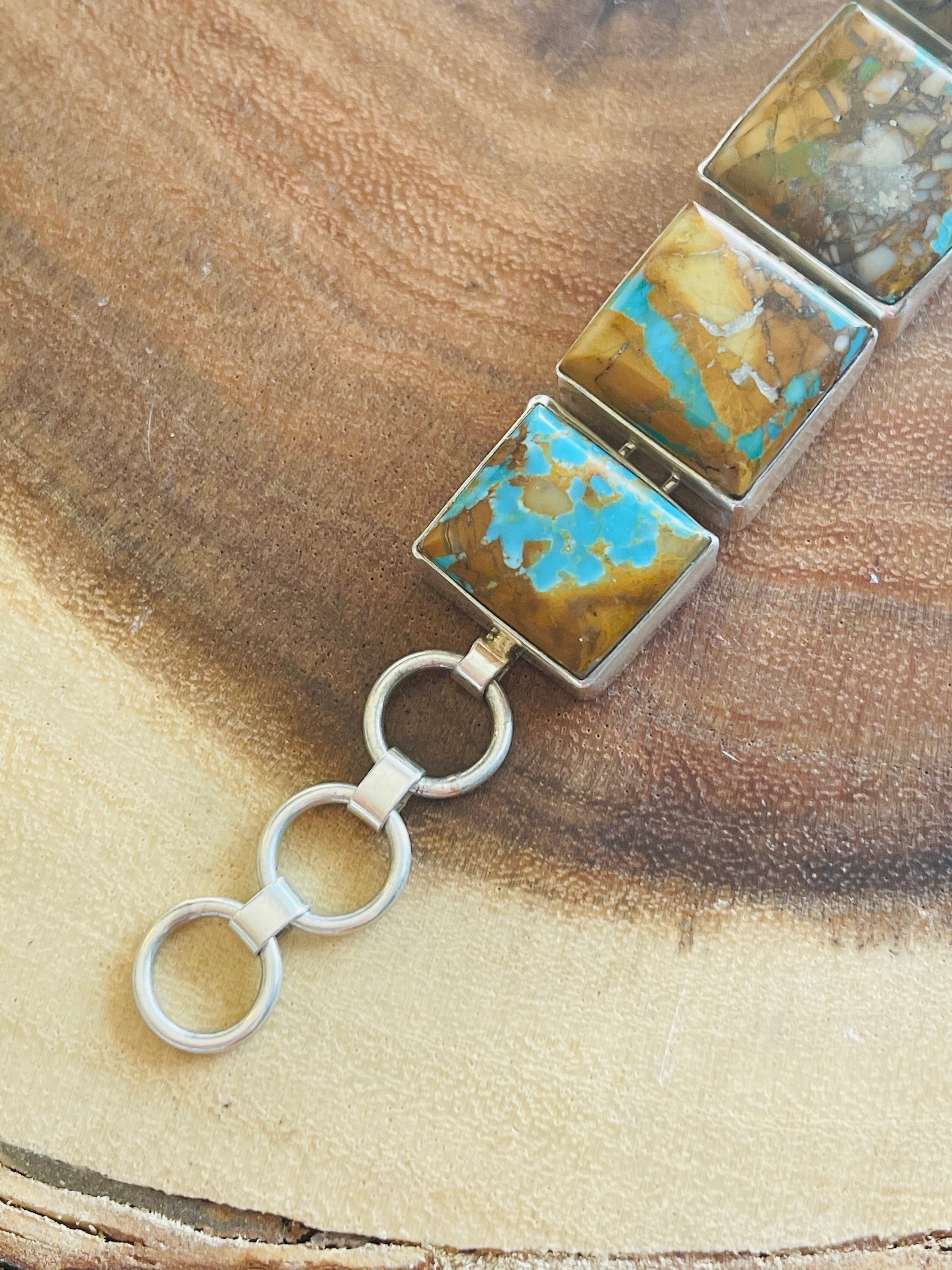 Vintage Native American Royston Turquoise Link Bracelet