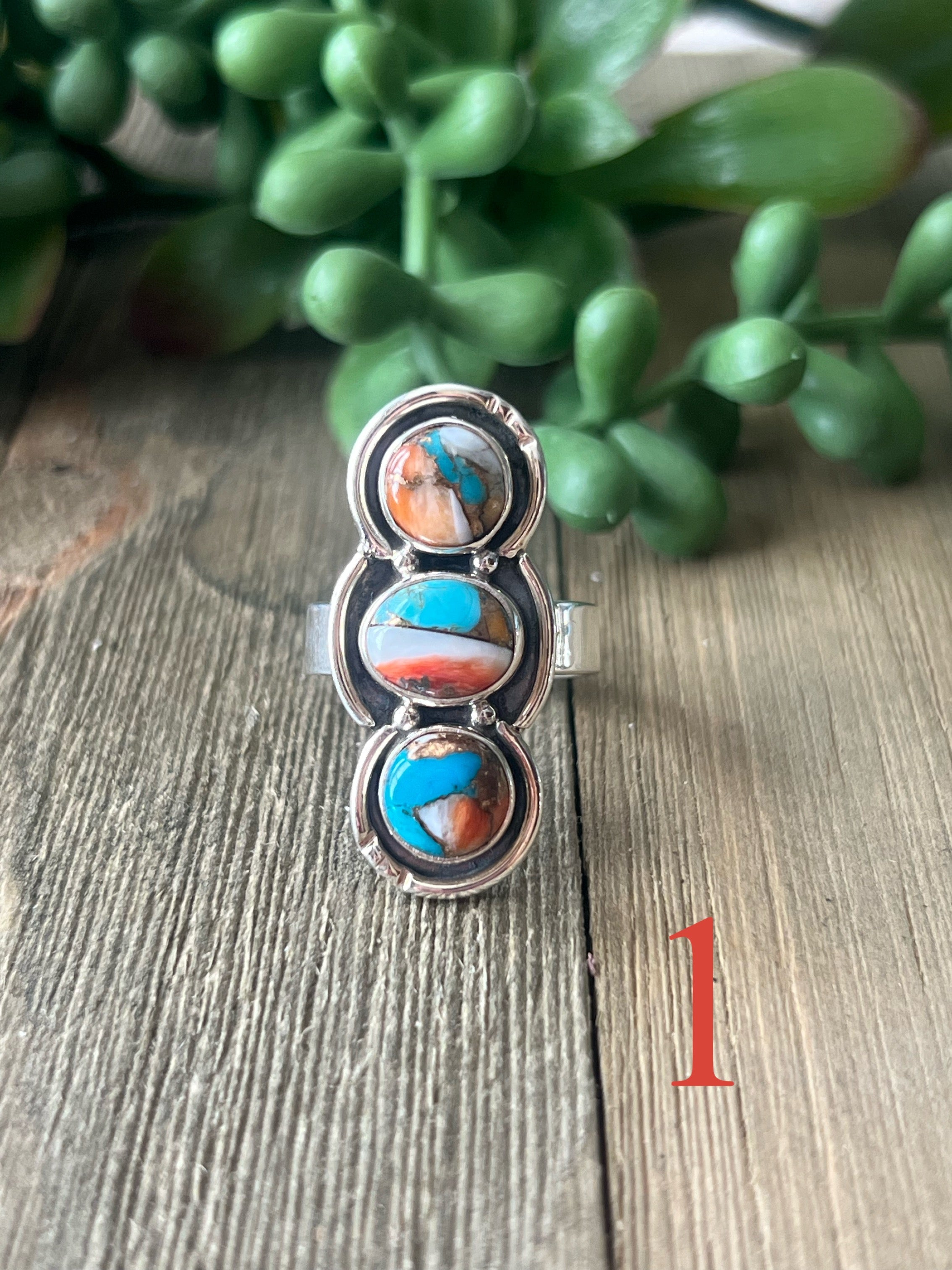 Southwest Made Mohave Turquoise & Sterling Silver Adjustable Ring