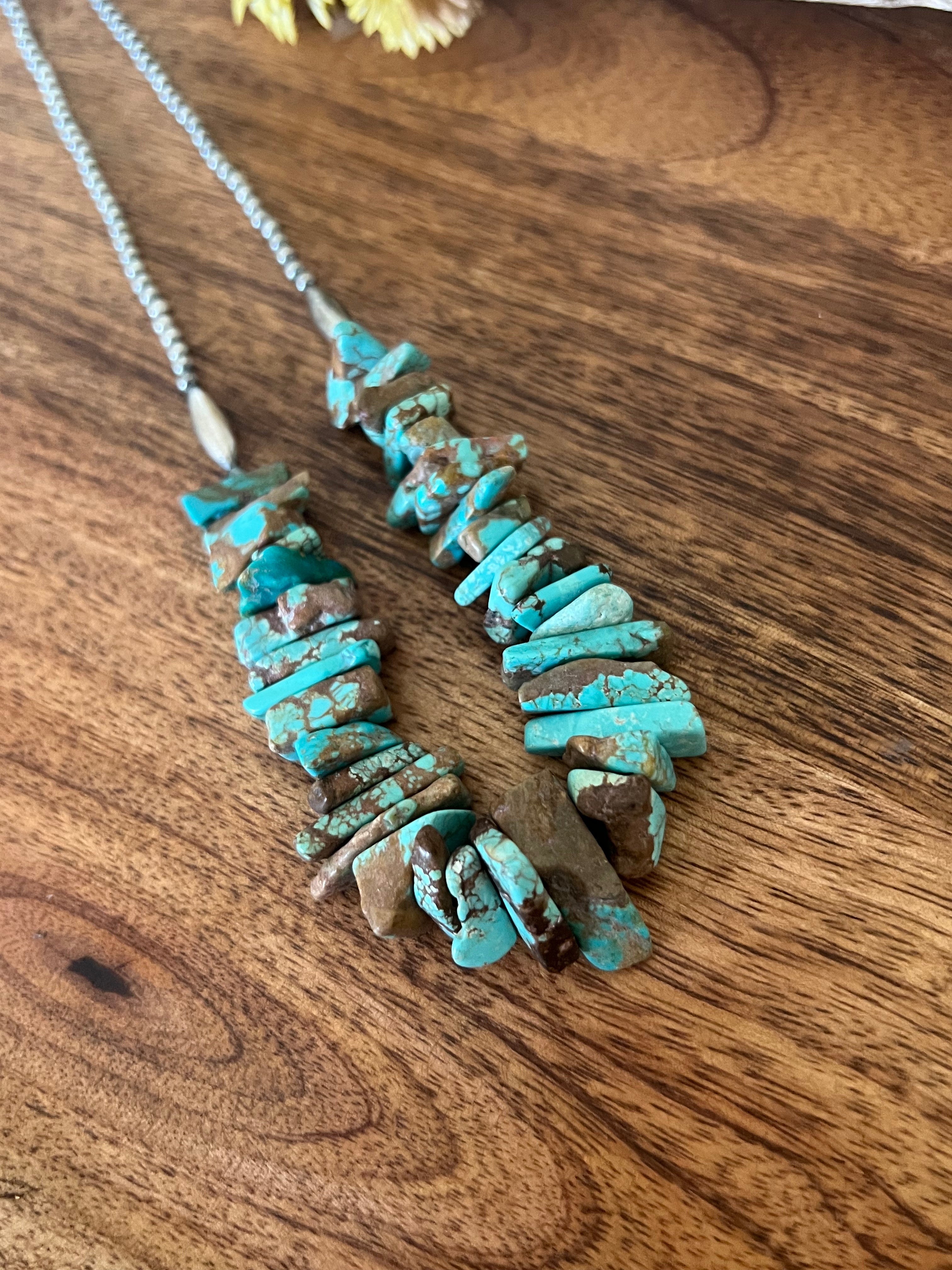 Navajo Made #8 Turquoise & Sterling Silver Necklace