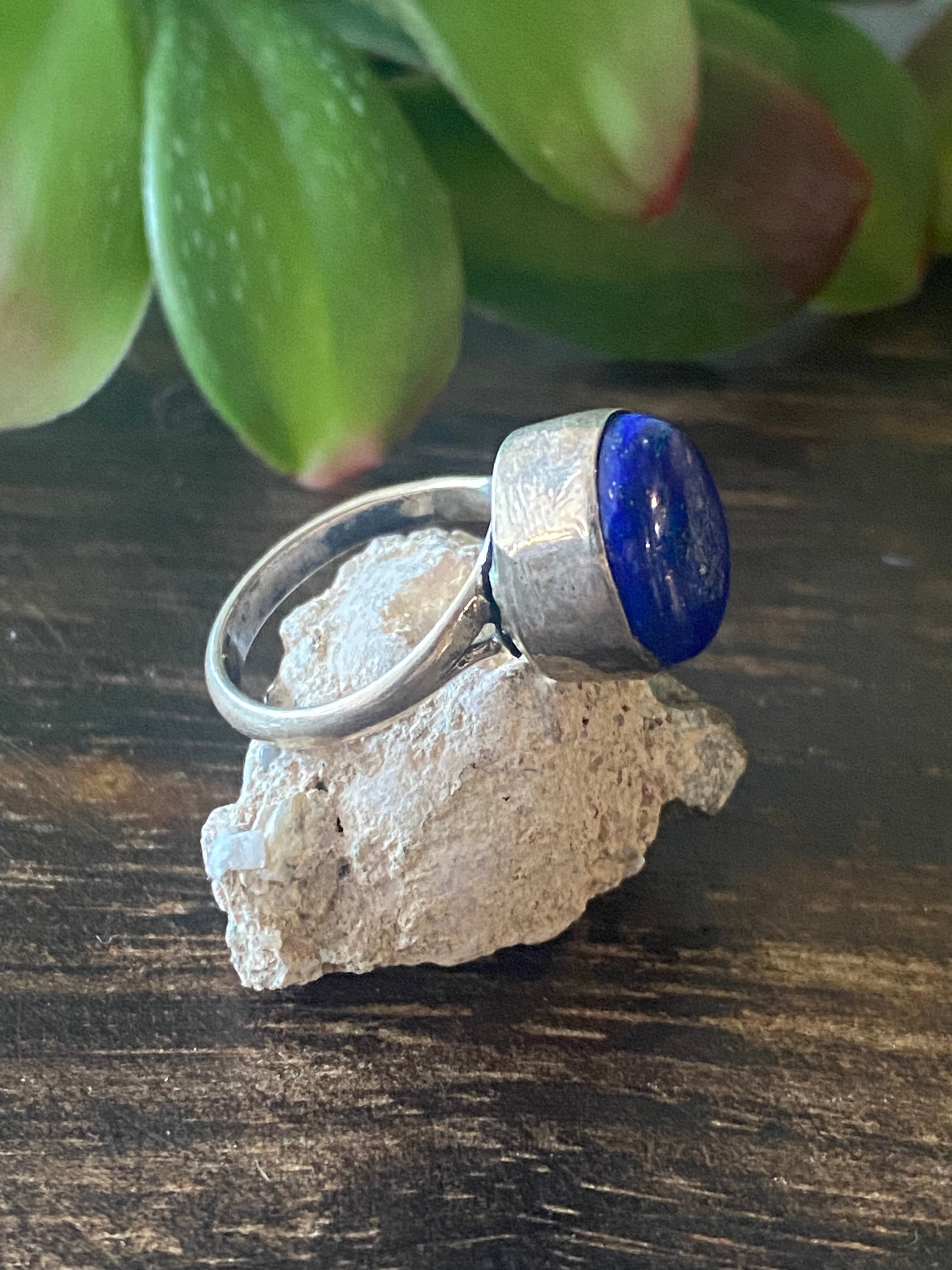 Navajo Made Lapis & Sterling Silver Ring Size 5.25