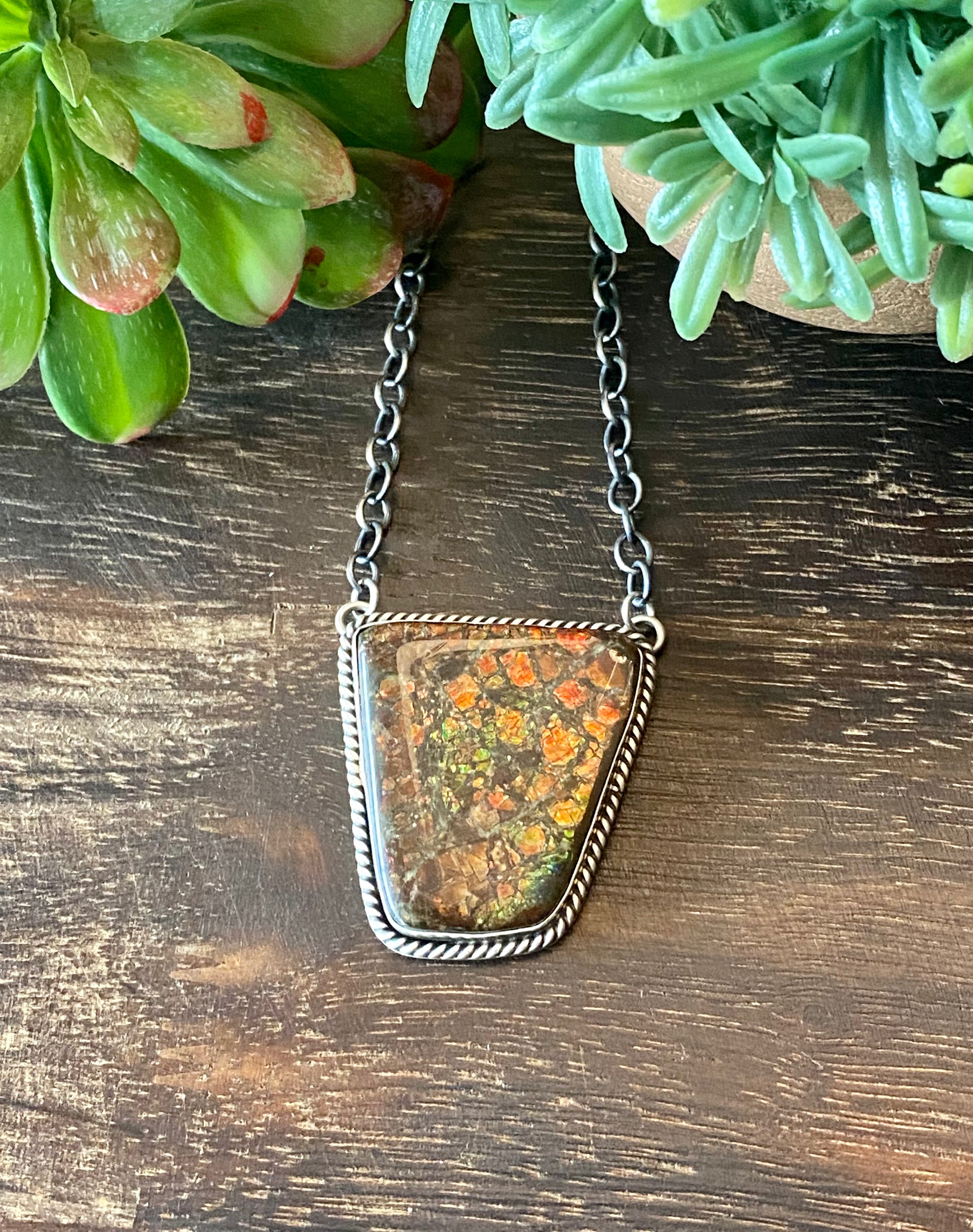 Patrick Yazzie Ammonite & Sterling Silver Necklace