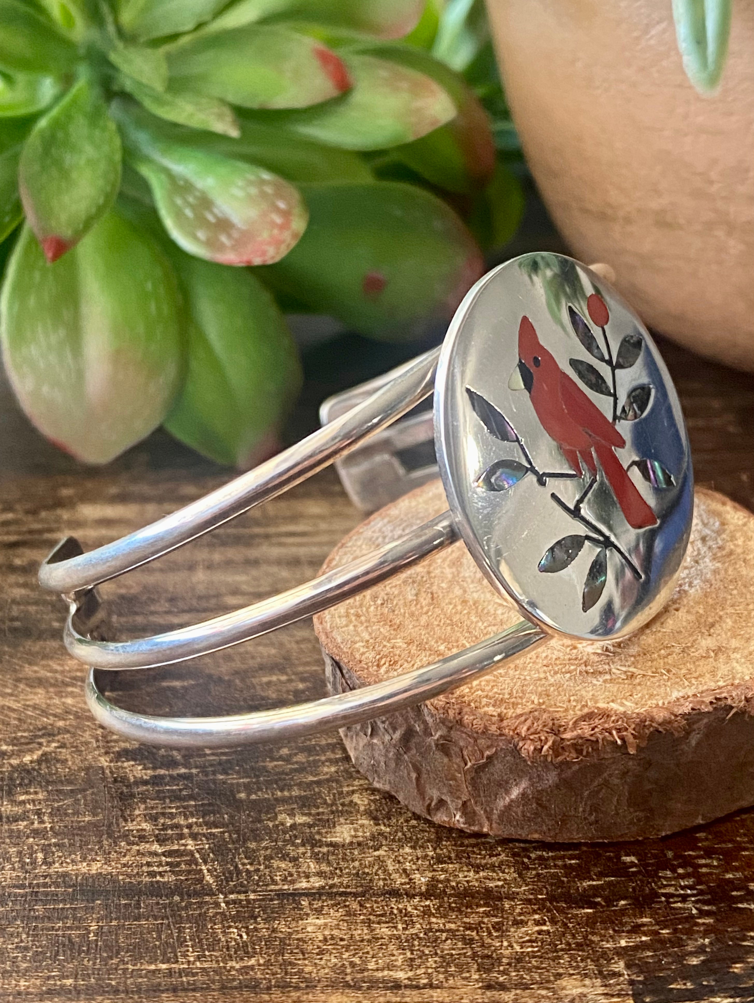 Zuni Made Multi Stone & Sterling Silver Micro-Inlay Cuff Bracelet