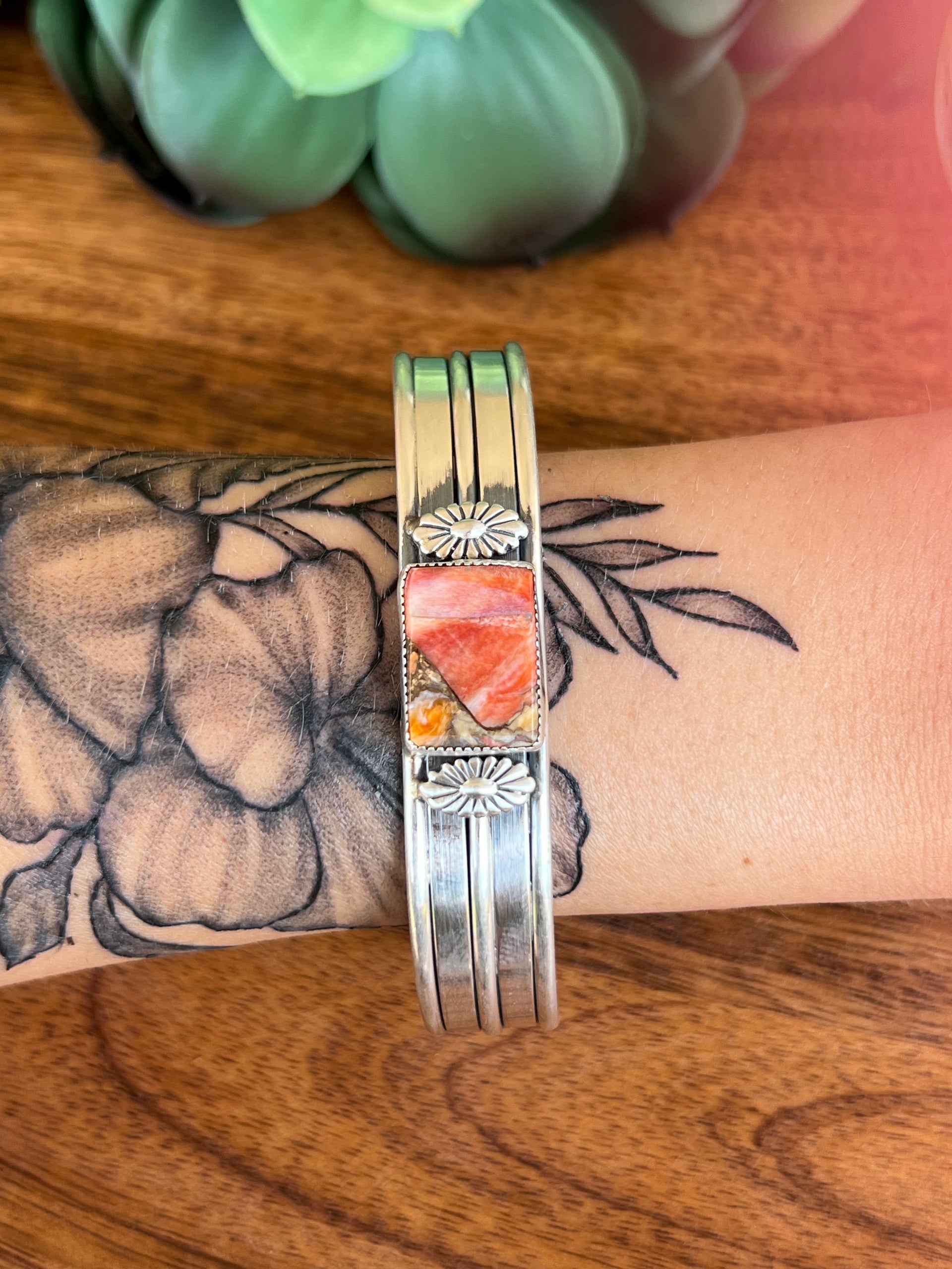 Navajo Made Mohave Turquoise & Sterling Silver Cuff Bracelet