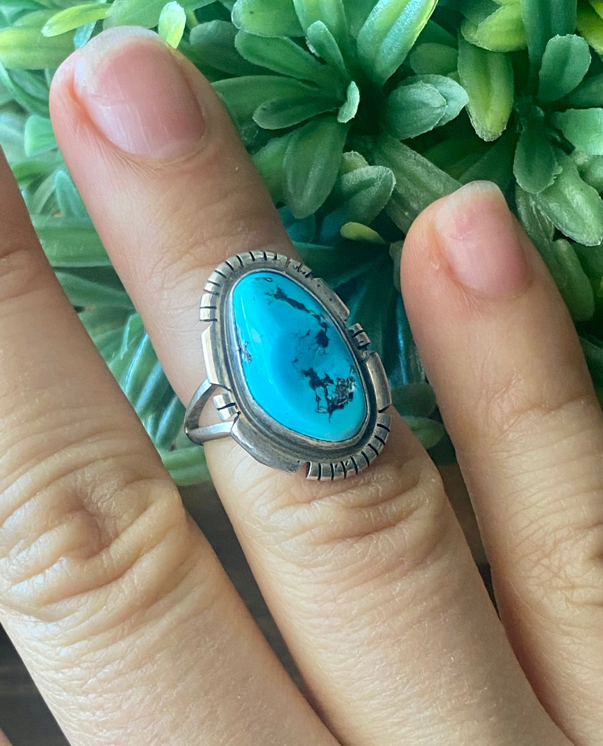 Eli Skeets Sleeping Beauty Turquoise & Sterling Silver Ring Size 5