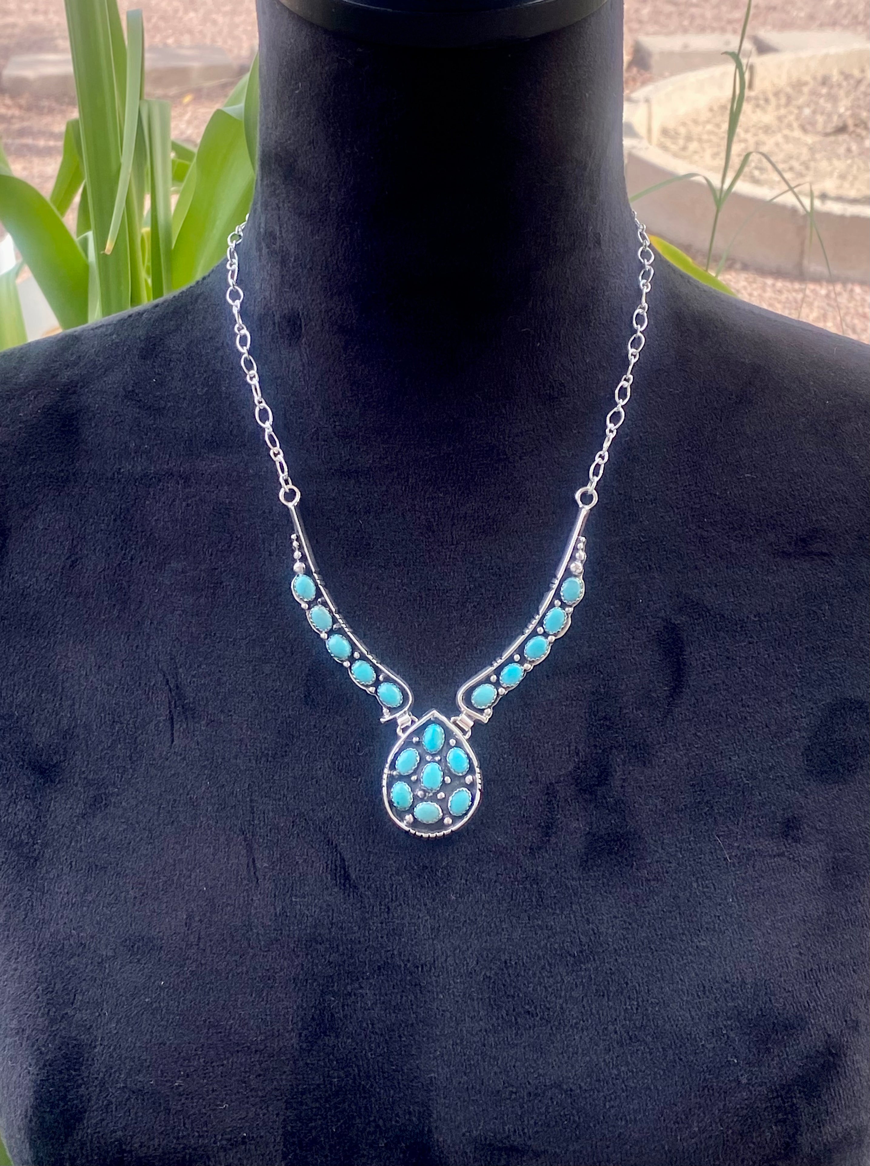 Emer Thompson Kingman Turquoise & Sterling Silver Cluster Necklace Set