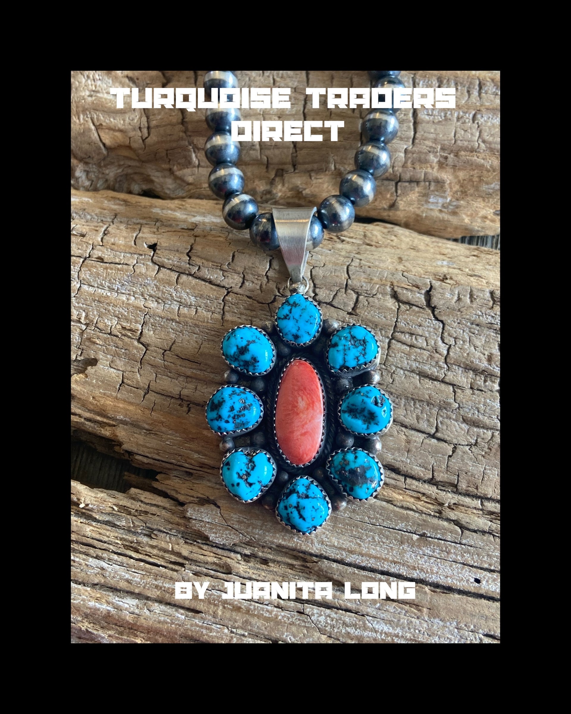 Navajo Made Turquoise & Spiny Oyster Sterling Silver Pendant