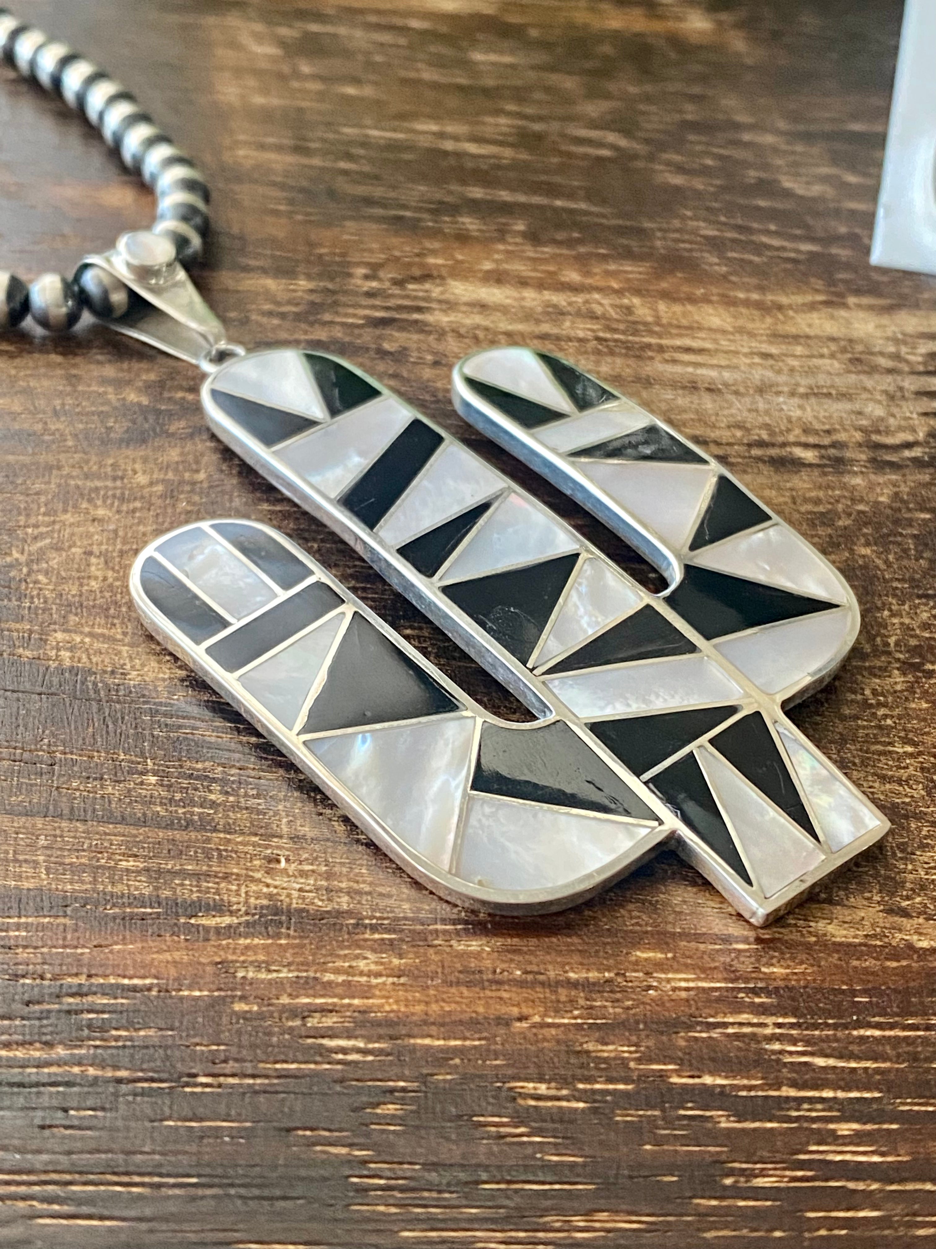 Southwest Handmade Multi Stone & Silver Inlay Pendant/Earring Set