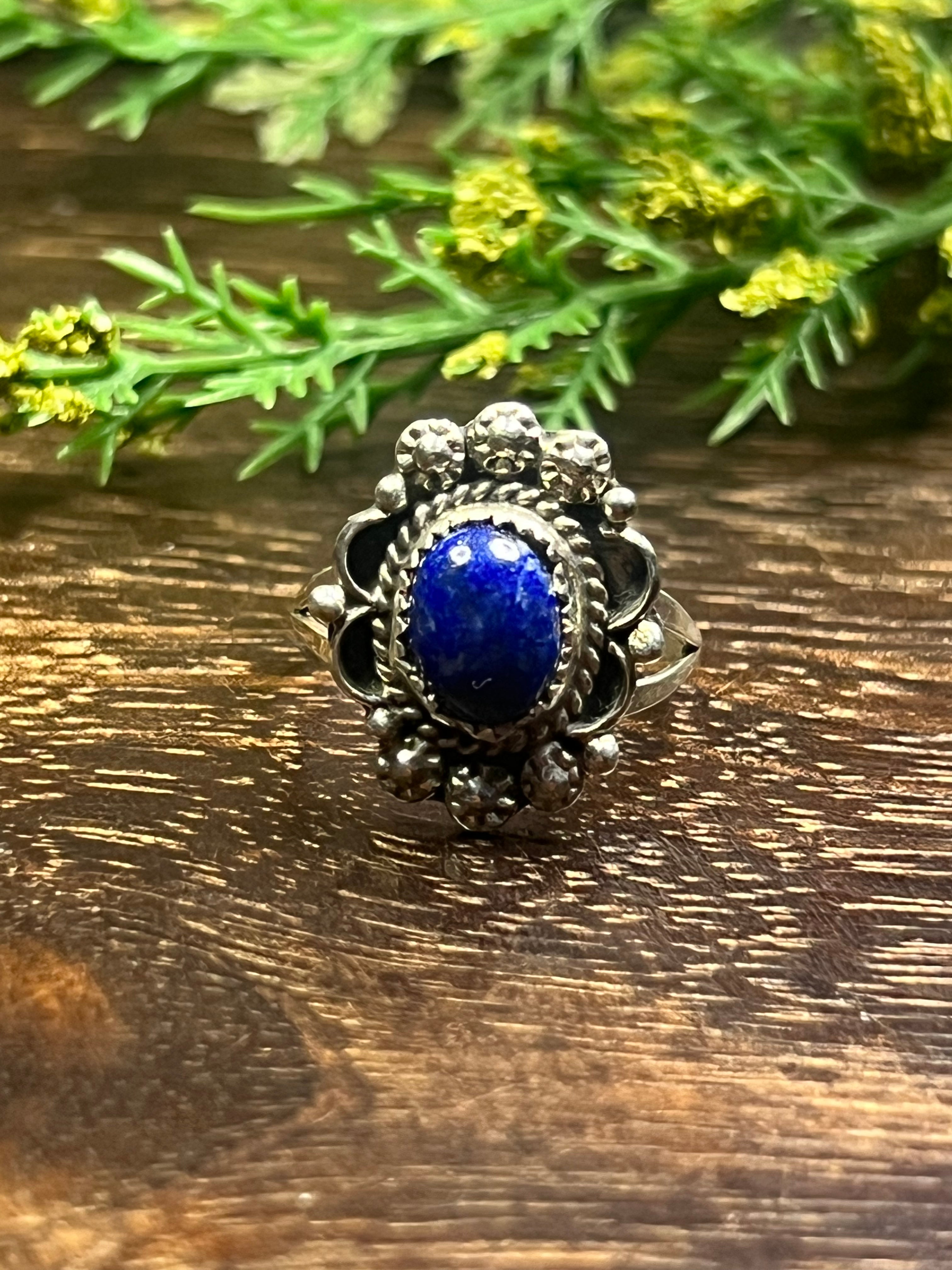 Freda Martinez Lapis & Sterling Silver Ring Size 7