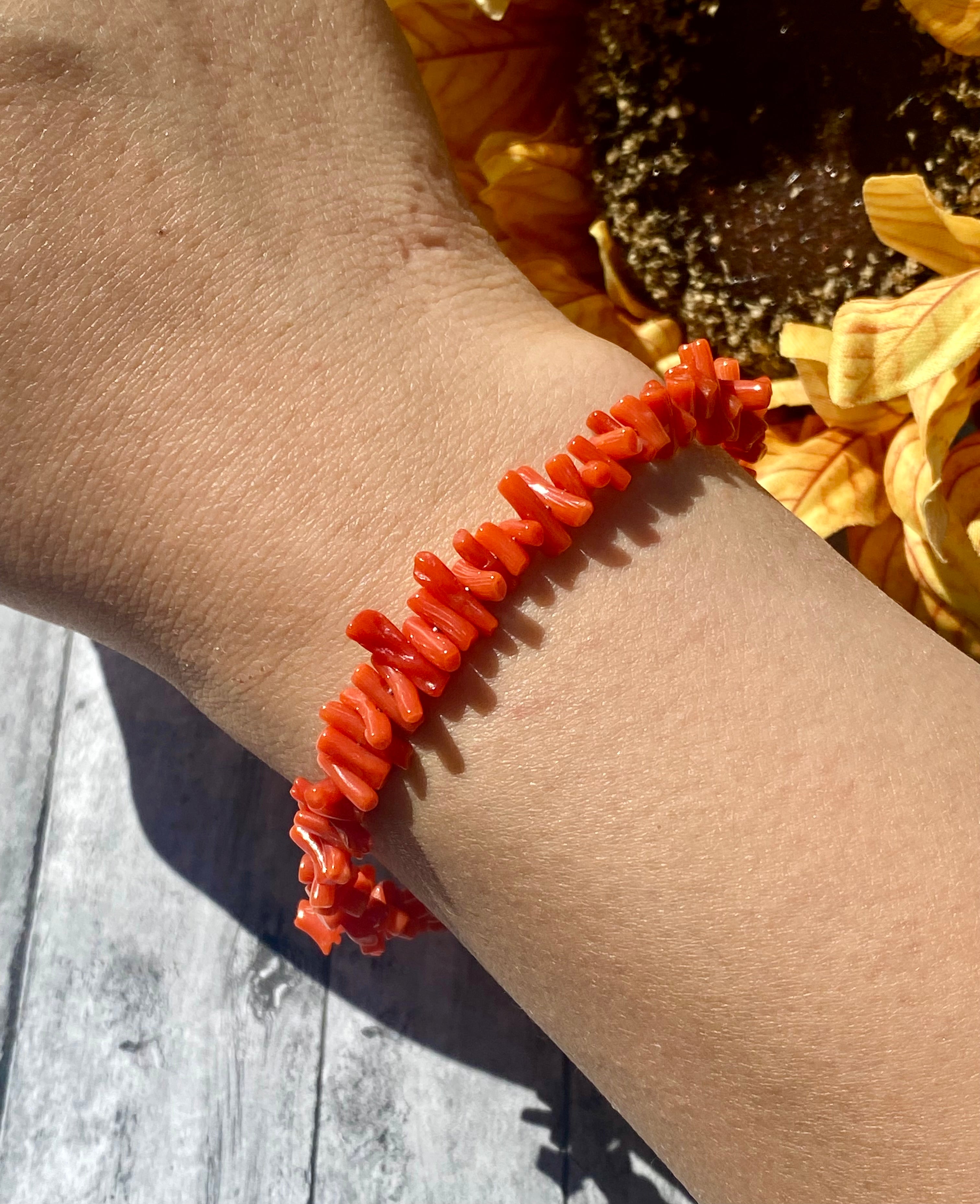 Handmade Southwest Red Coral & Sterling Silver Bracelet