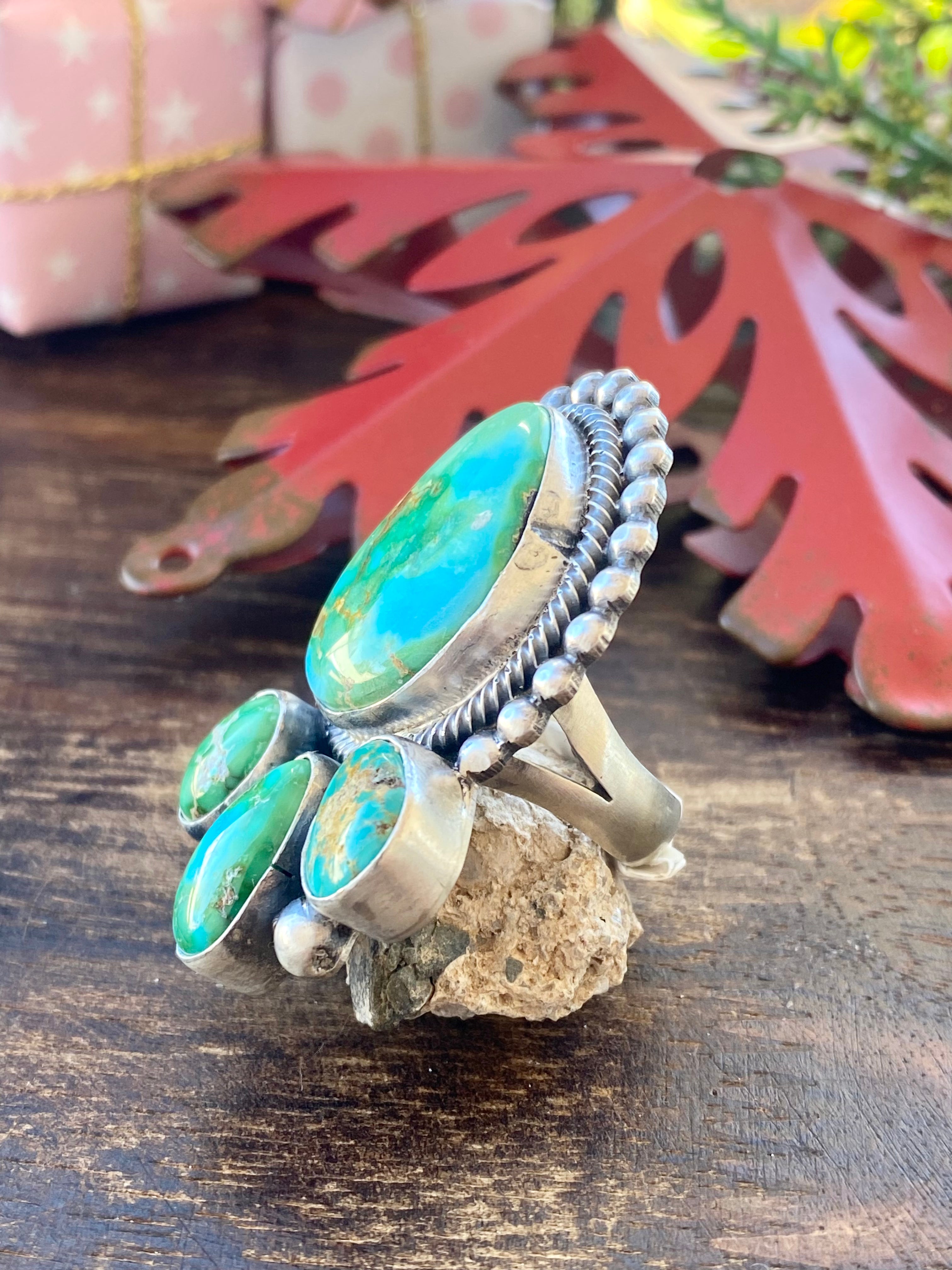 Bobby Johnson High Grade Sonoran Mountain Turquoise & Sterling Silver Ring Size 7.25