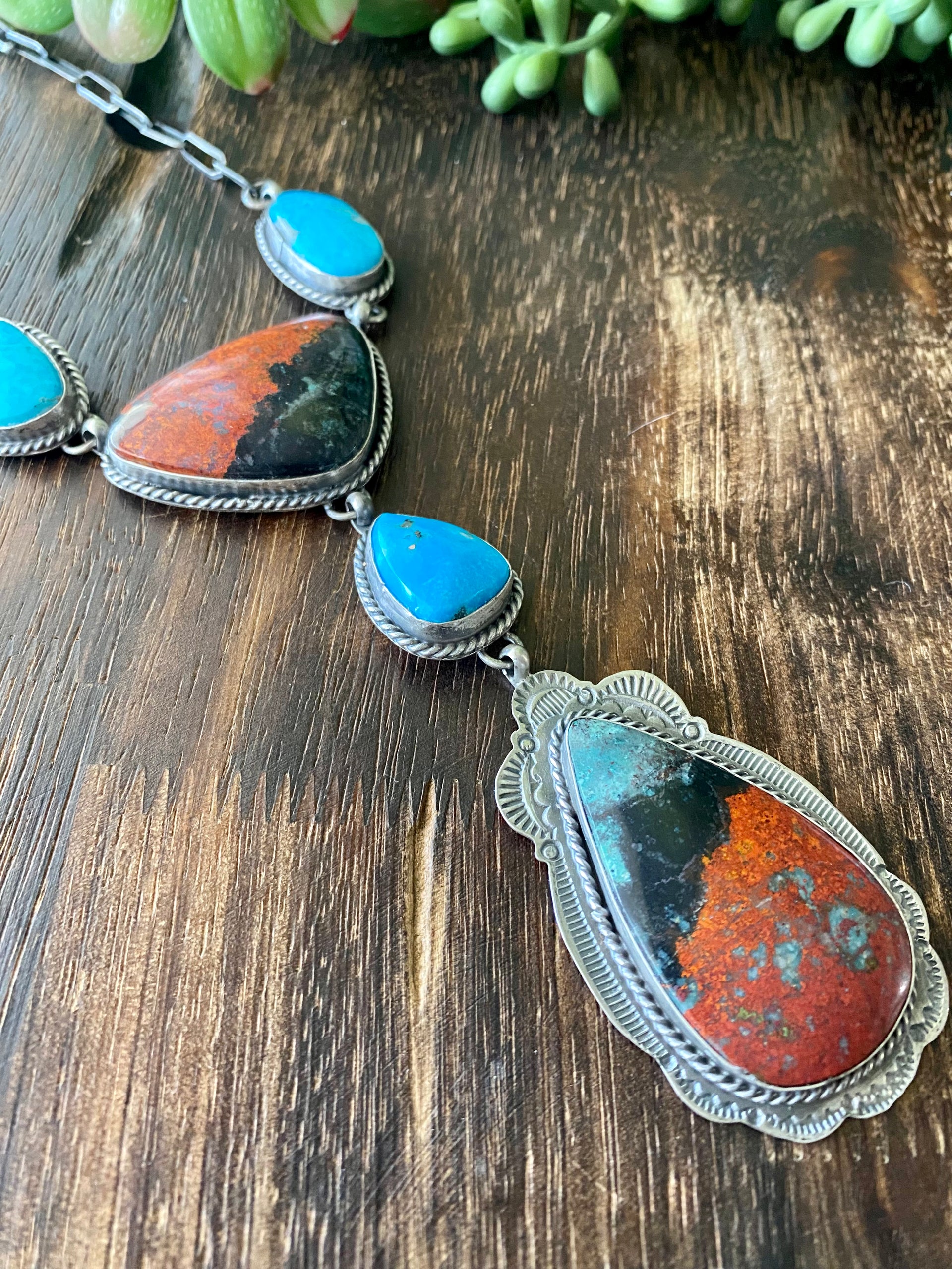 Boyd J Ashley Kingman Turquoise & Jasper Sterling Silver Necklace