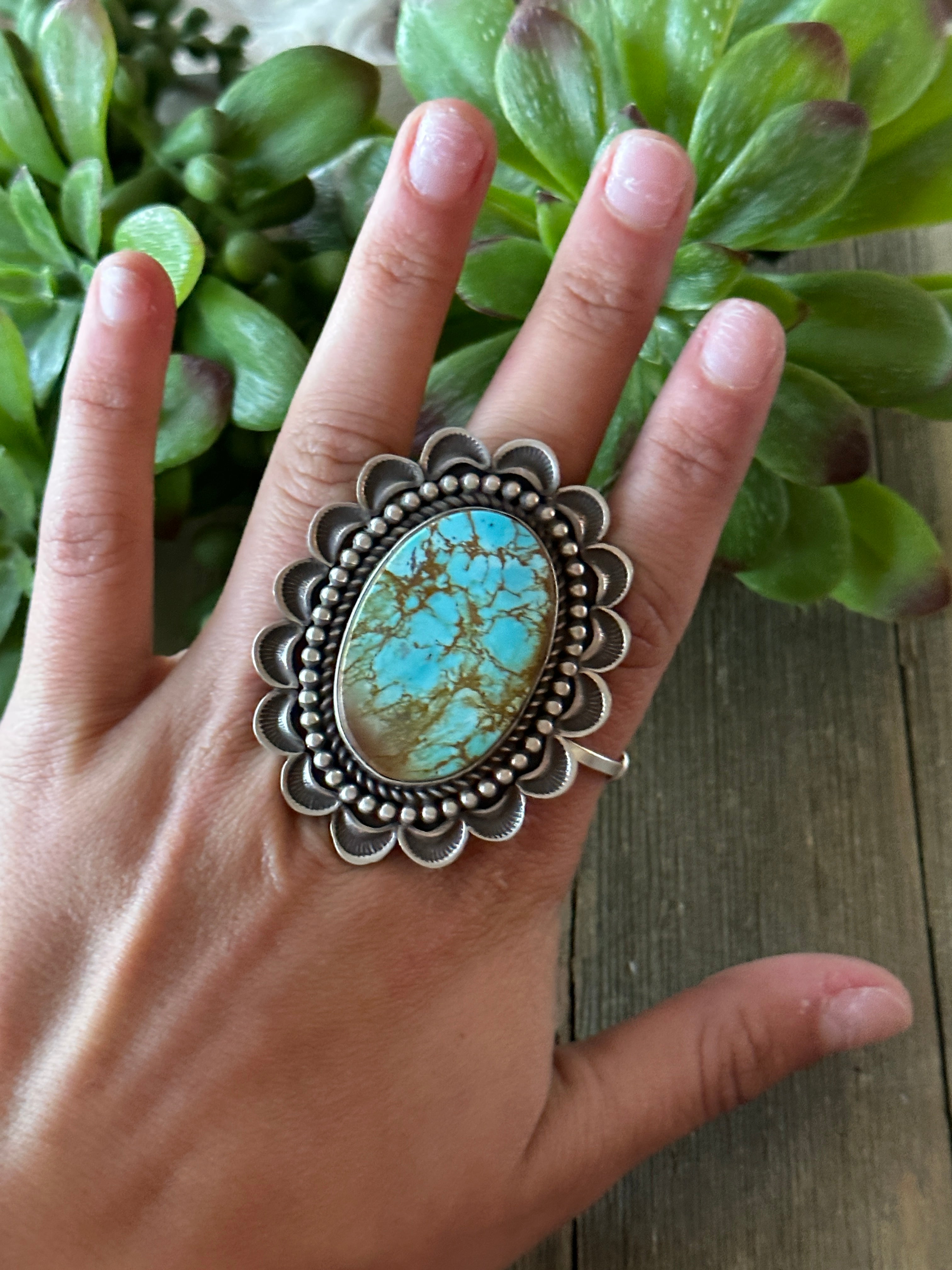 Alex Sanchez Natural Royston Turquoise & Sterling Silver Adjustable Ring