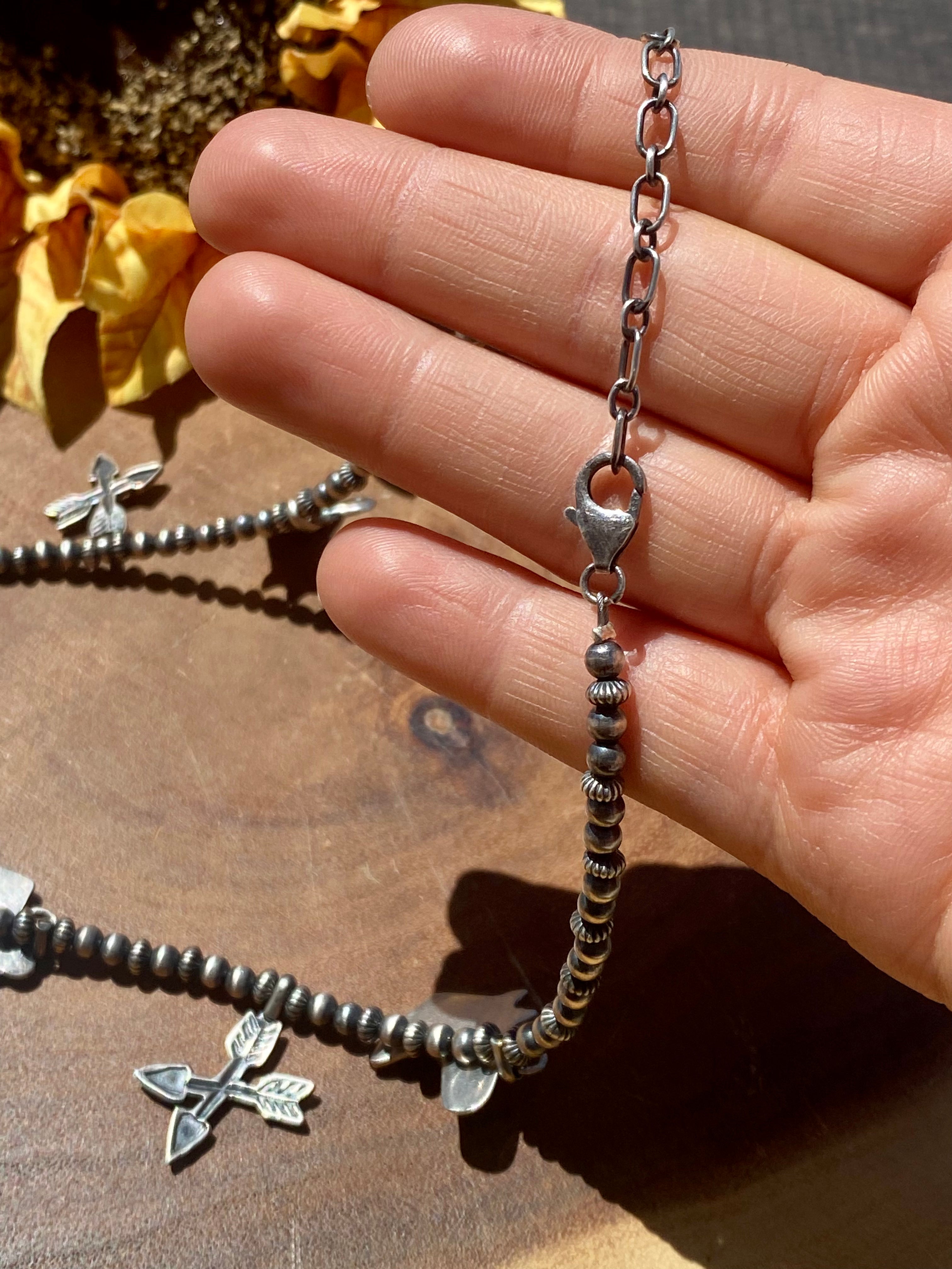 Navajo Made Sterling Silver Trinket Necklace