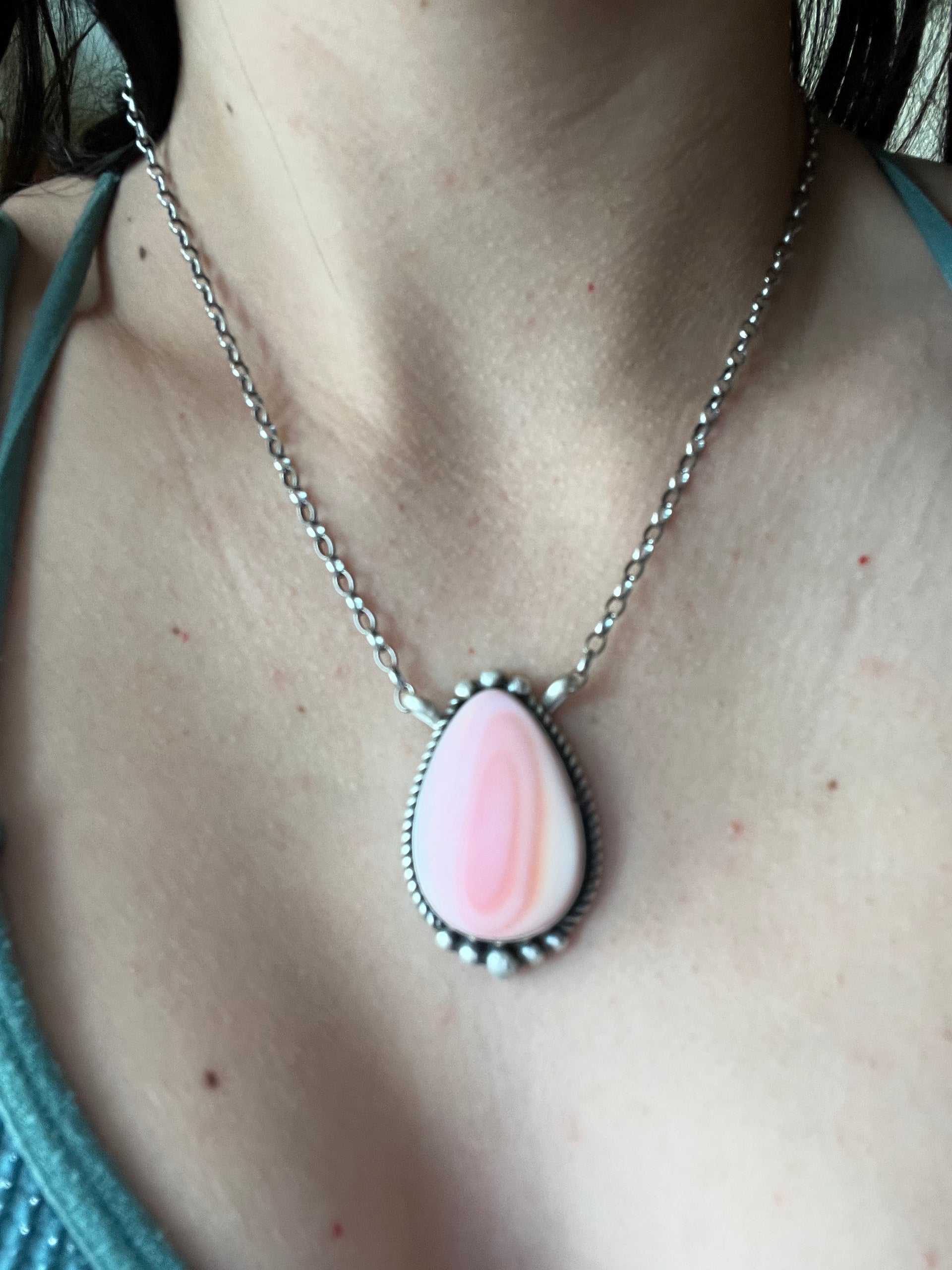 Alfred Martinez Pink Conch & Sterling Silver Necklace