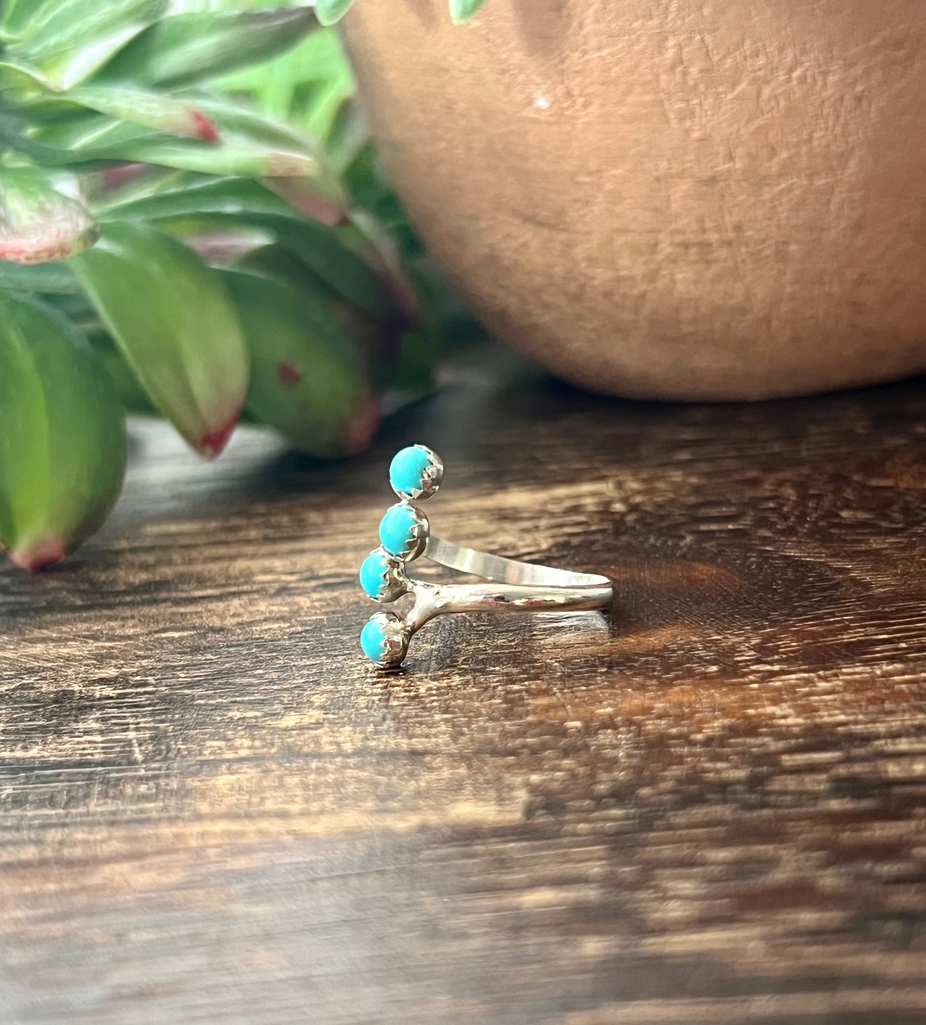 Navajo Made Turquoise & Sterling Silver Adjustable Rings