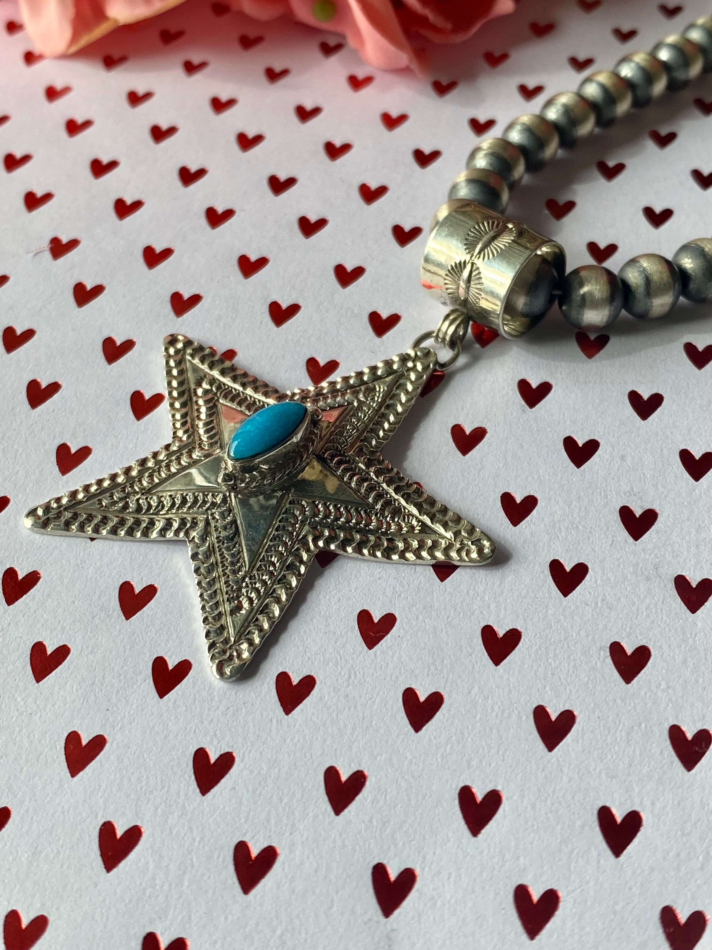 June Deligarito Kingman Turquoise & Sterling Silver Star Pendant