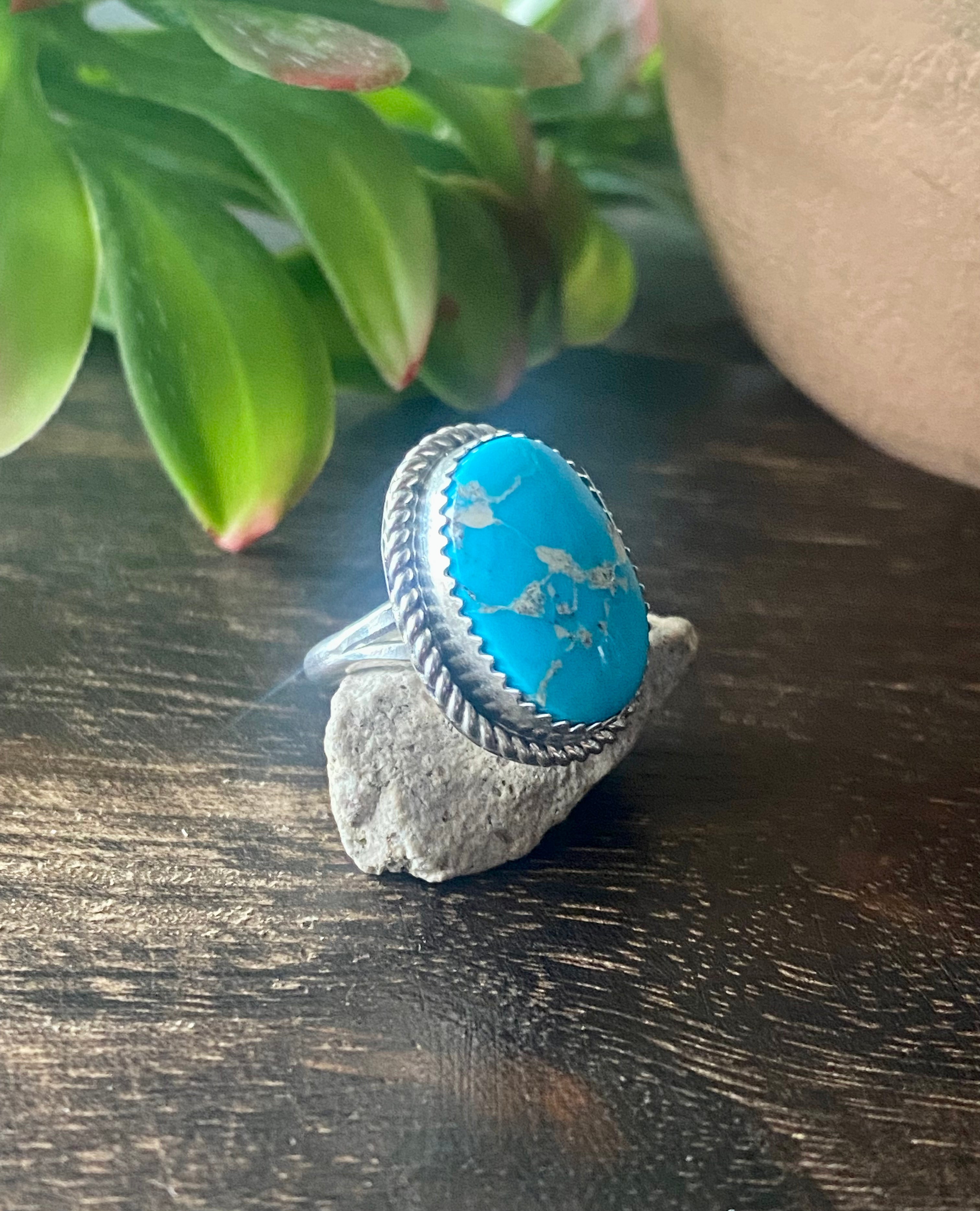 Reda Galvan South Hill Turquoise & Sterling Silver Ring Size 5.75