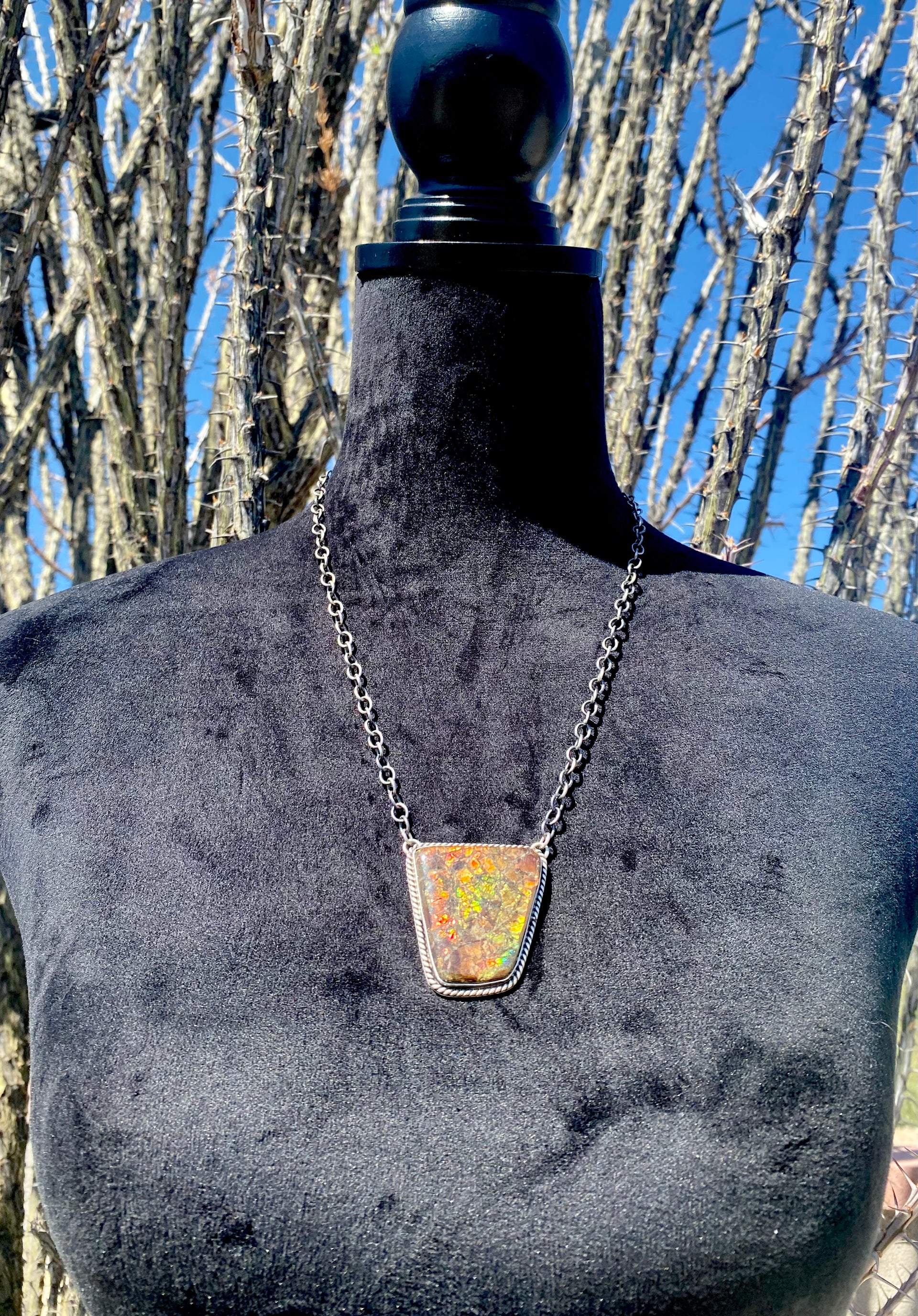 Patrick Yazzie Ammonite & Sterling Silver Necklace