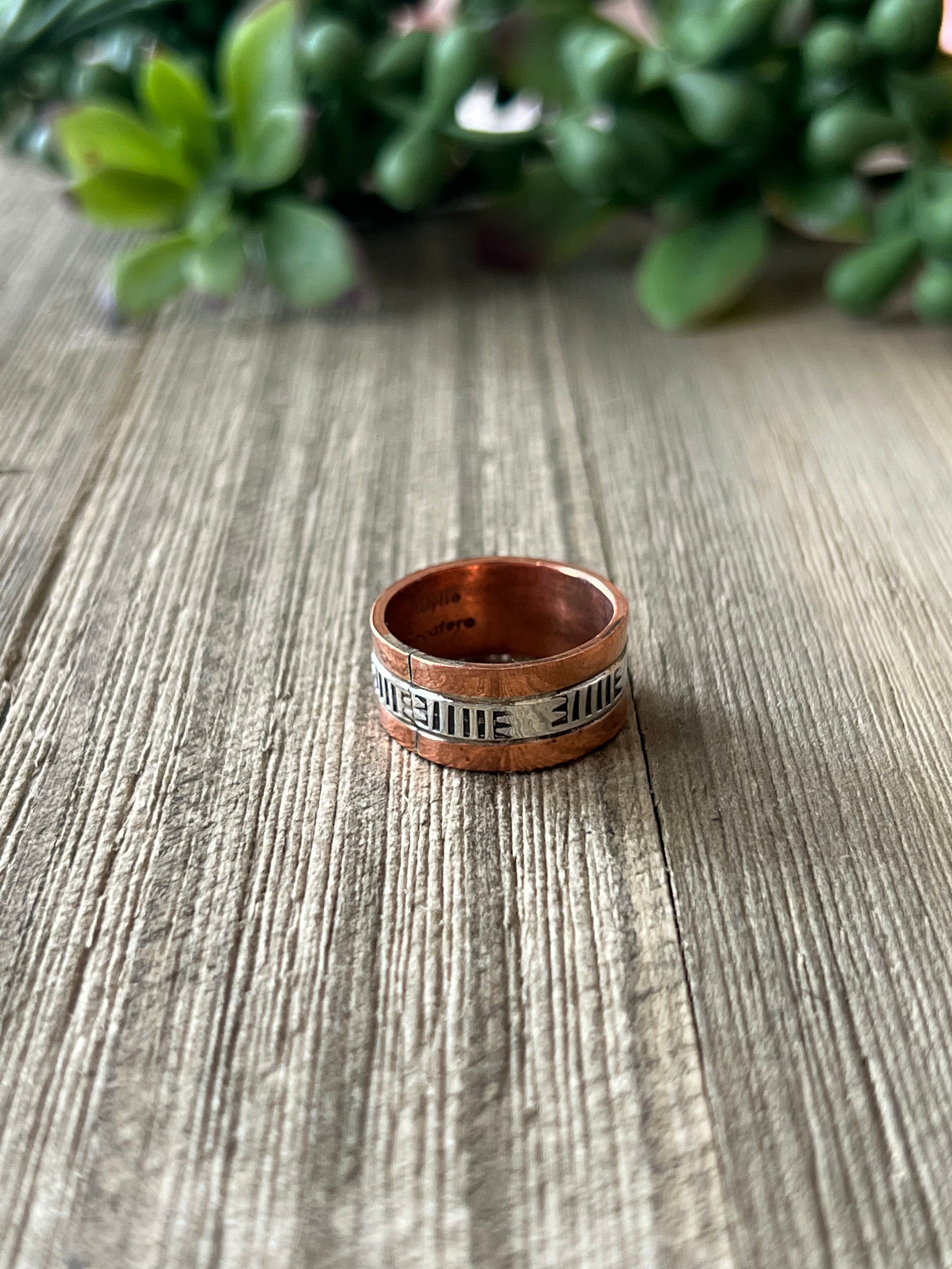 Navajo Made Copper & Sterling Silver Ring Size 6.5