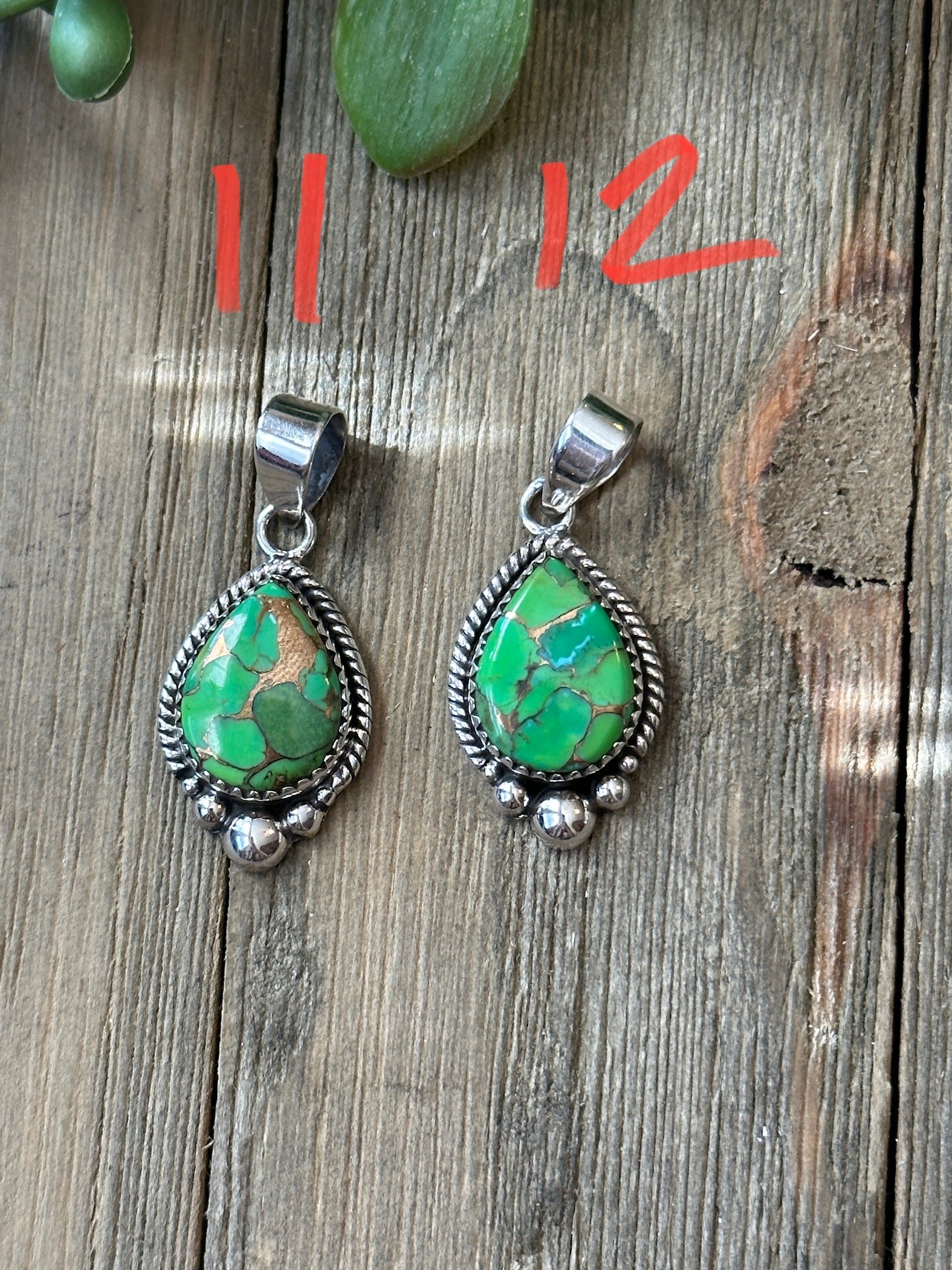 Southwest Green Mohave Turquoise & Sterling Silver Pendant