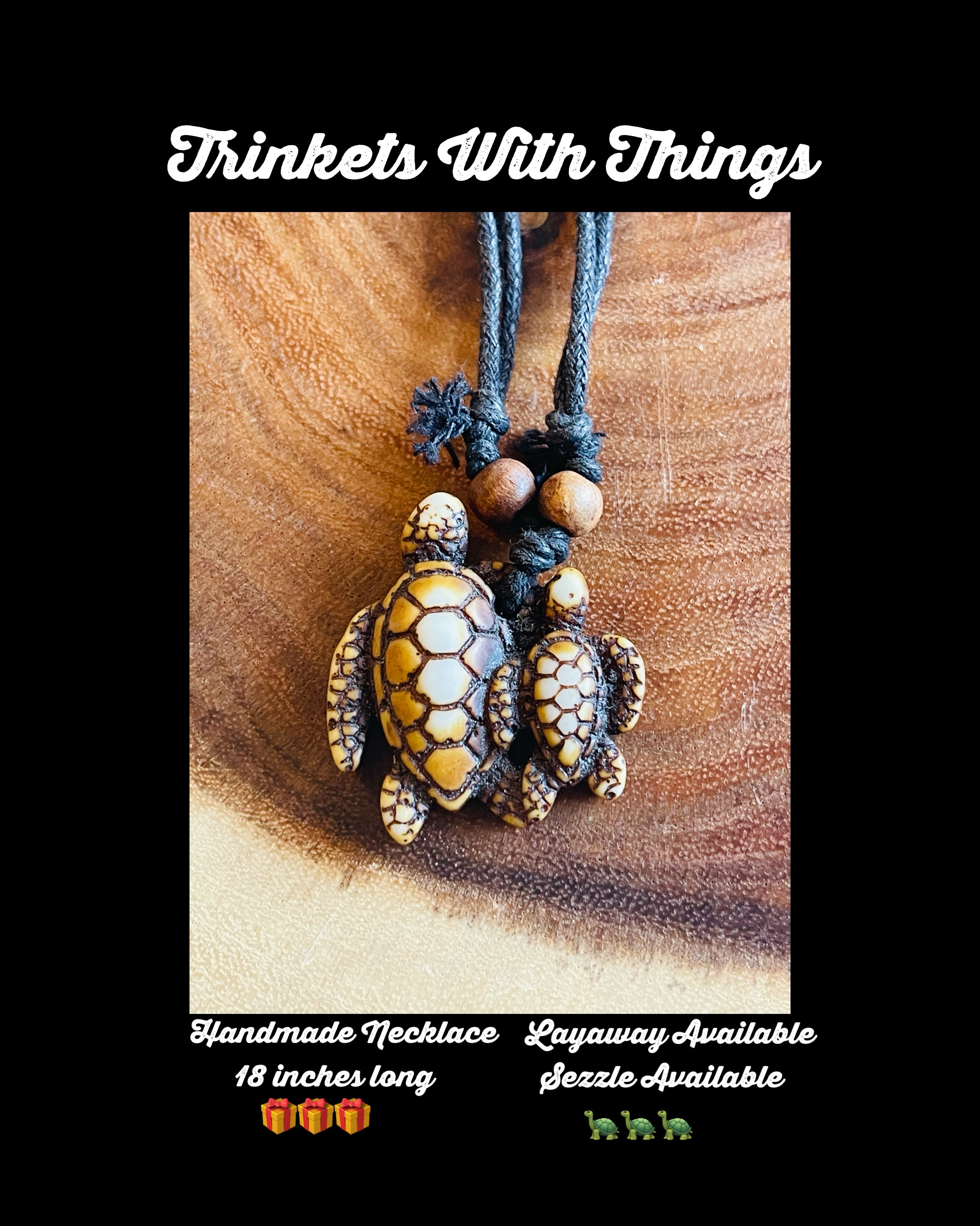 Handmade Wooden Turtle Necklace
