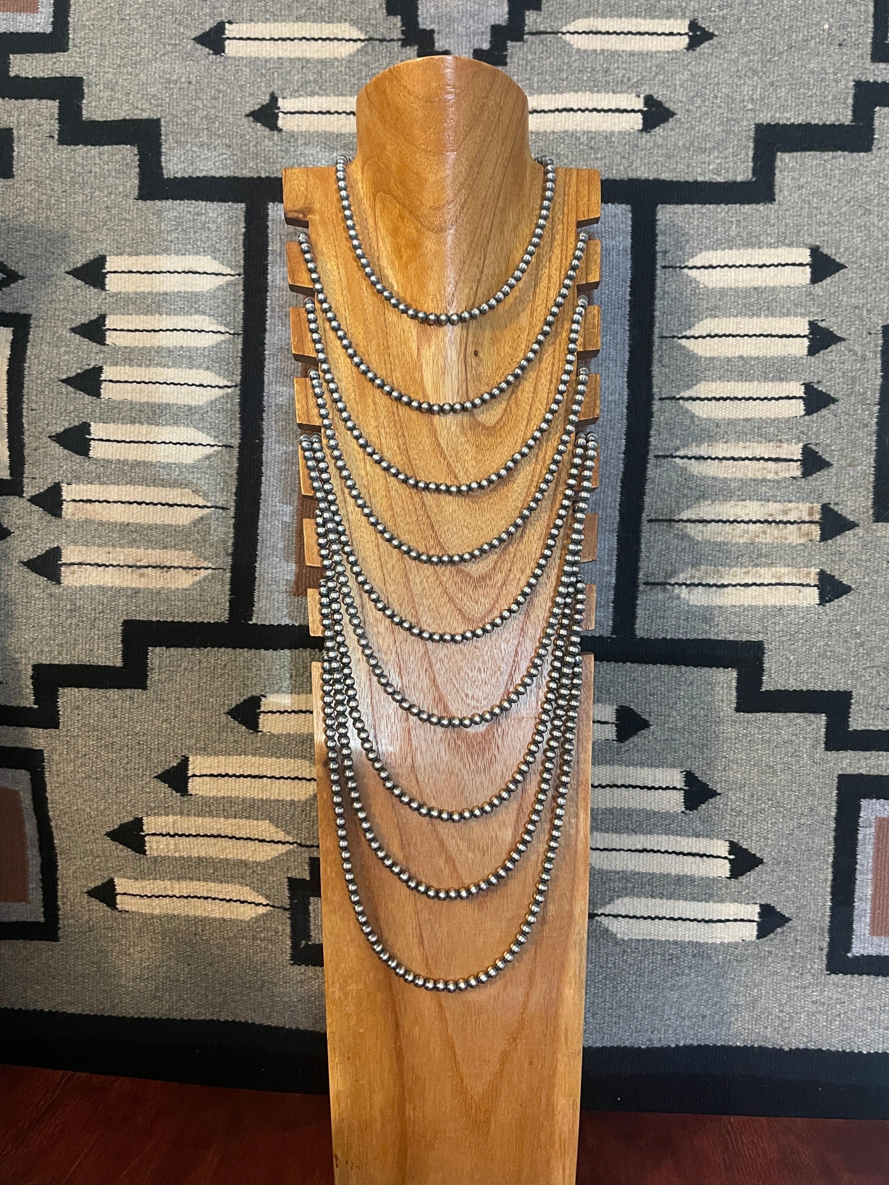 Navajo Sterling Silver 6 MM 28in Pearl Necklace